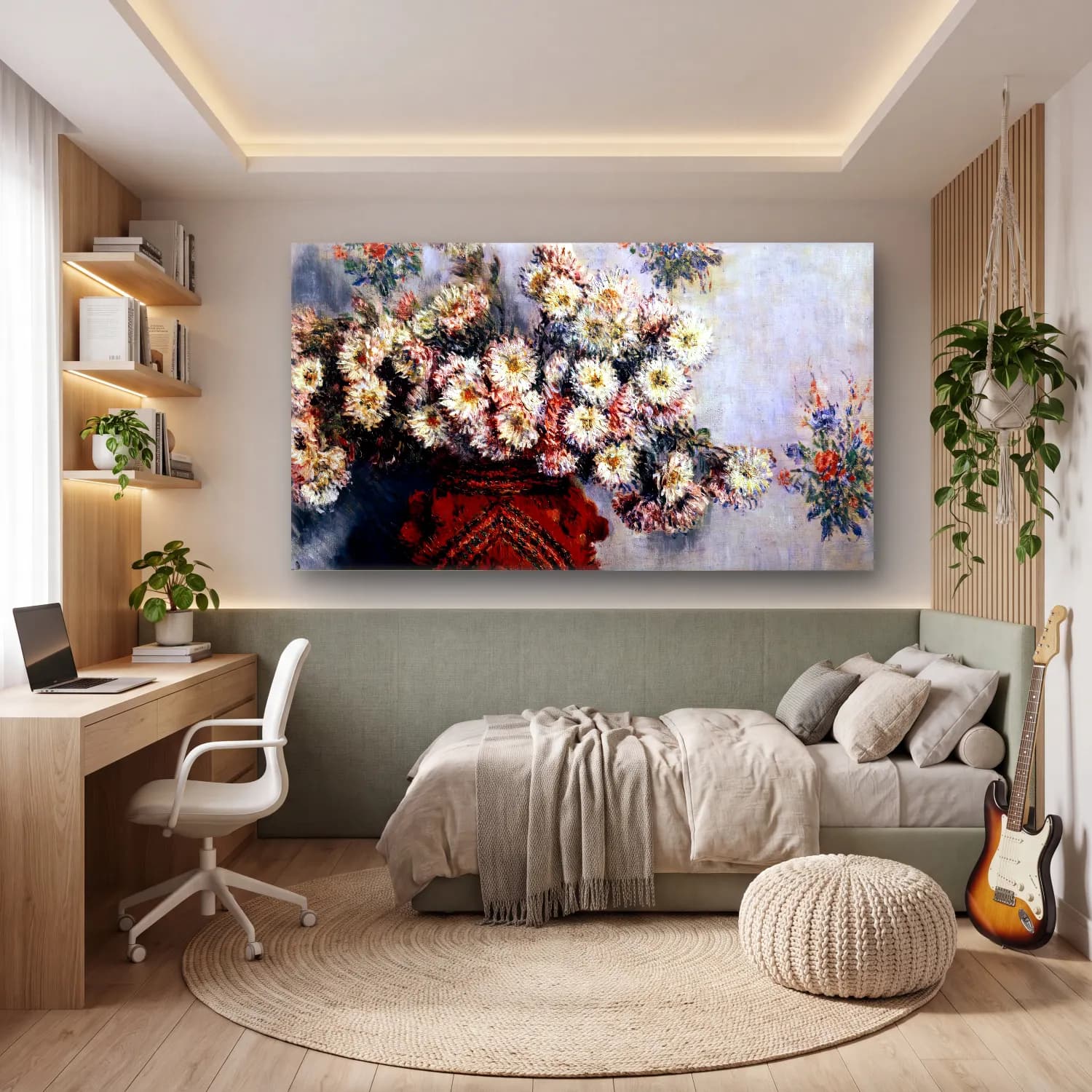 Claude Monet – Chrysanthemums cam tablo — genç odasında
