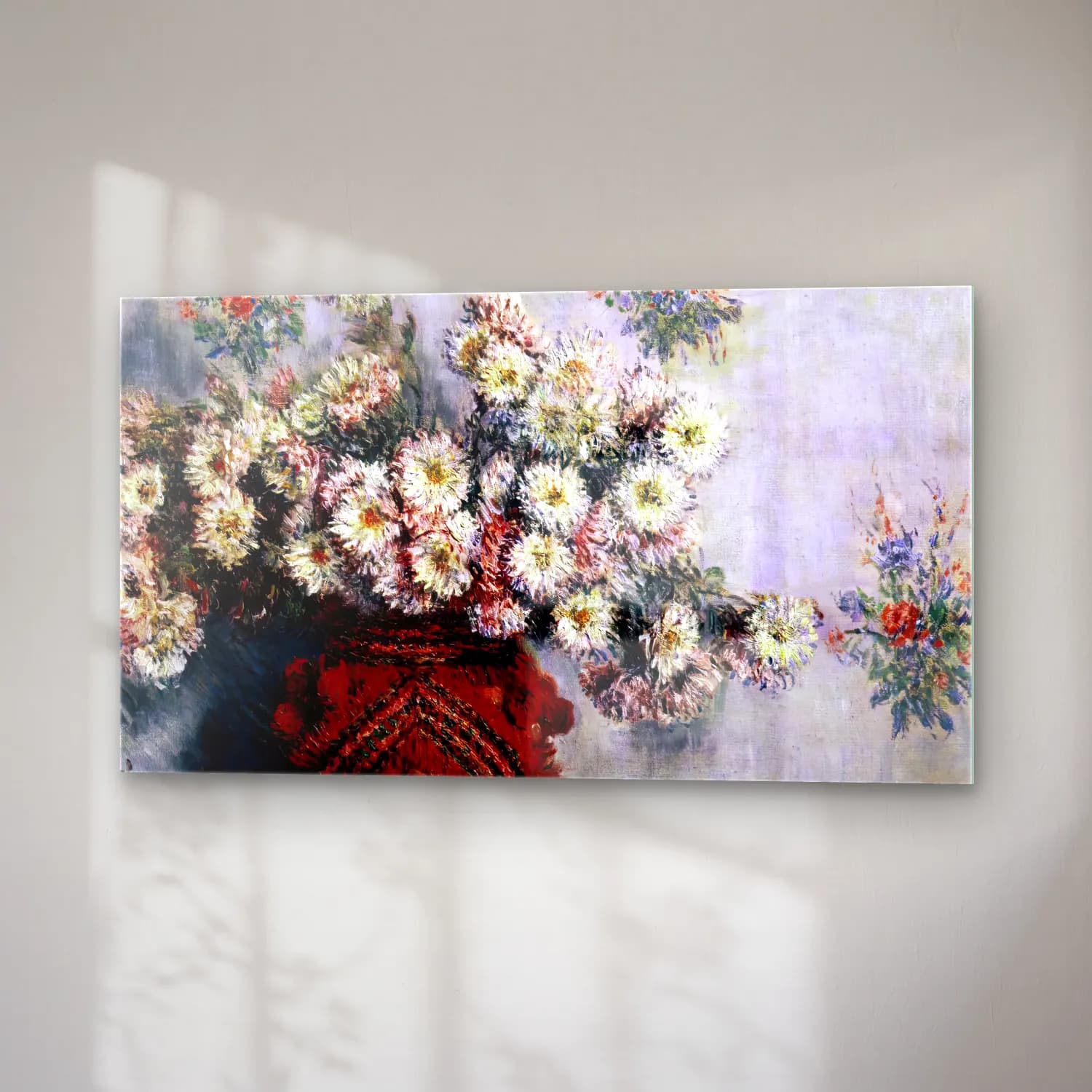 Claude Monet – Chrysanthemums cam tablo — sağ açıdan görünüm