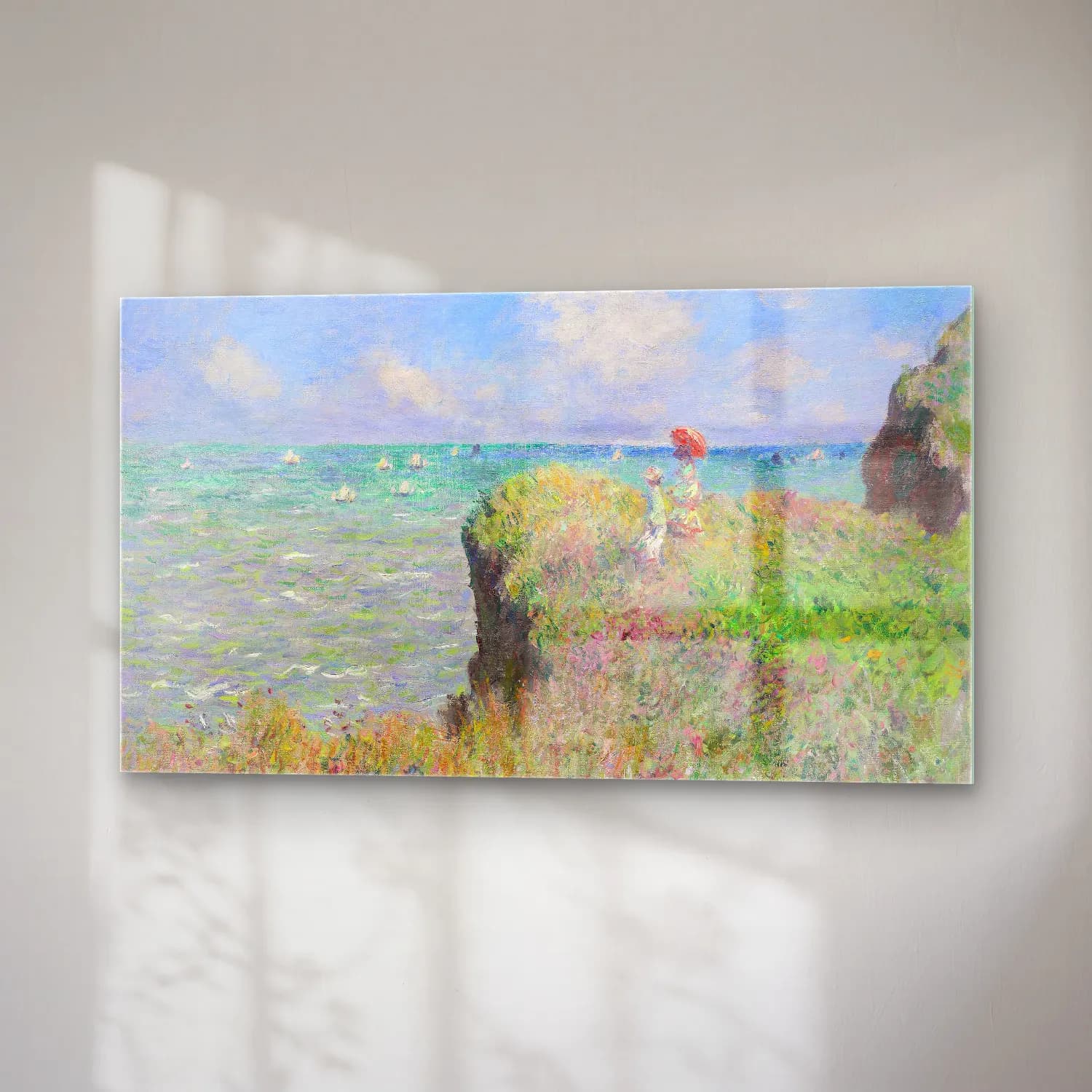 Claude Monet – Cliff Walk at Pourville cam tablo — sağ açıdan görünüm