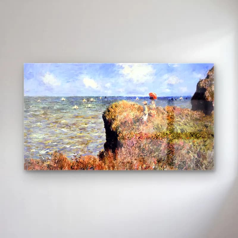 Claude Monet – Clifftop Walk at Pourville cam tablo — Claude Monet – Clifftop Walk at Pourville — empresyonist liman ve tekneler