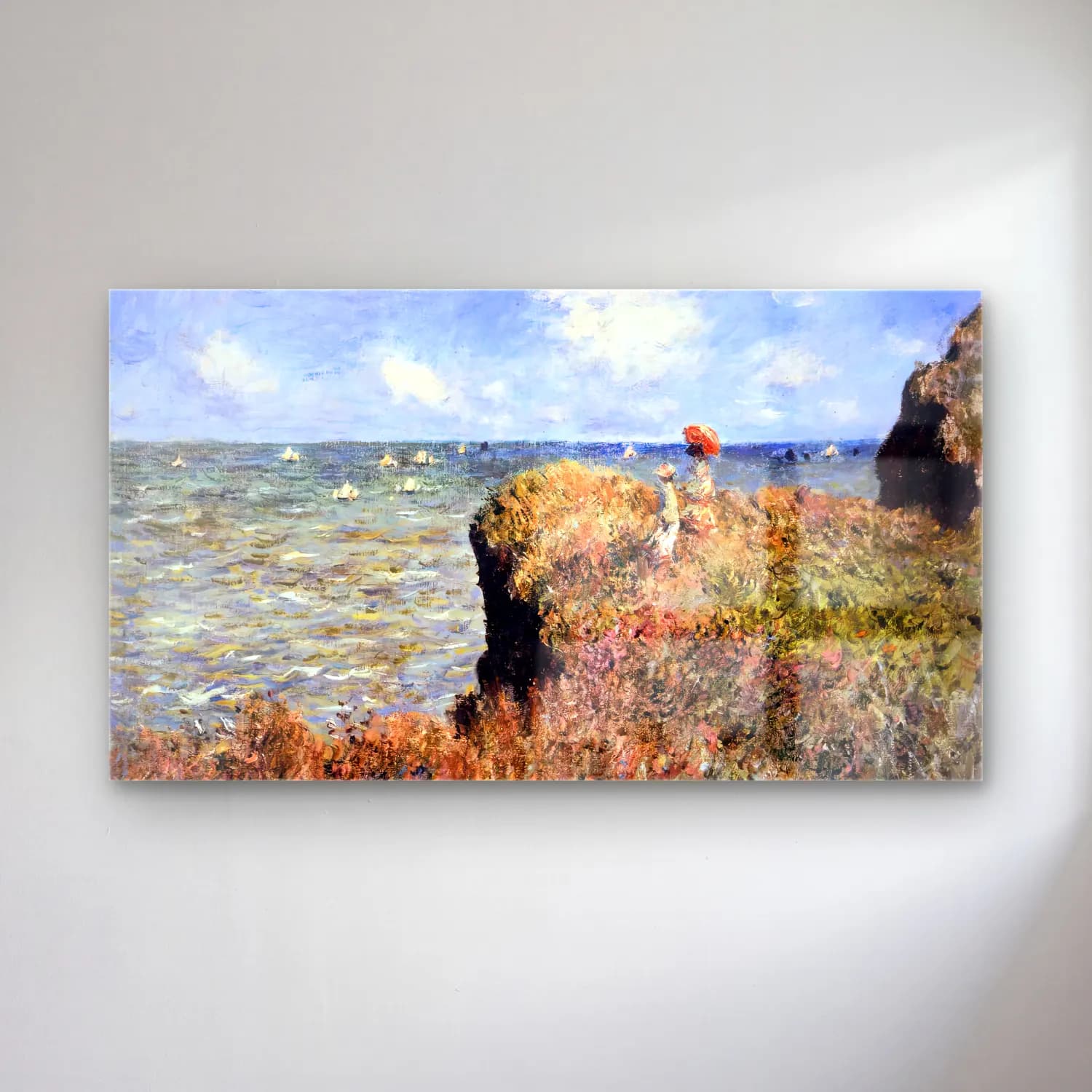 Claude Monet – Clifftop Walk at Pourville cam tablo — Claude Monet – Clifftop Walk at Pourville — empresyonist liman ve tekneler