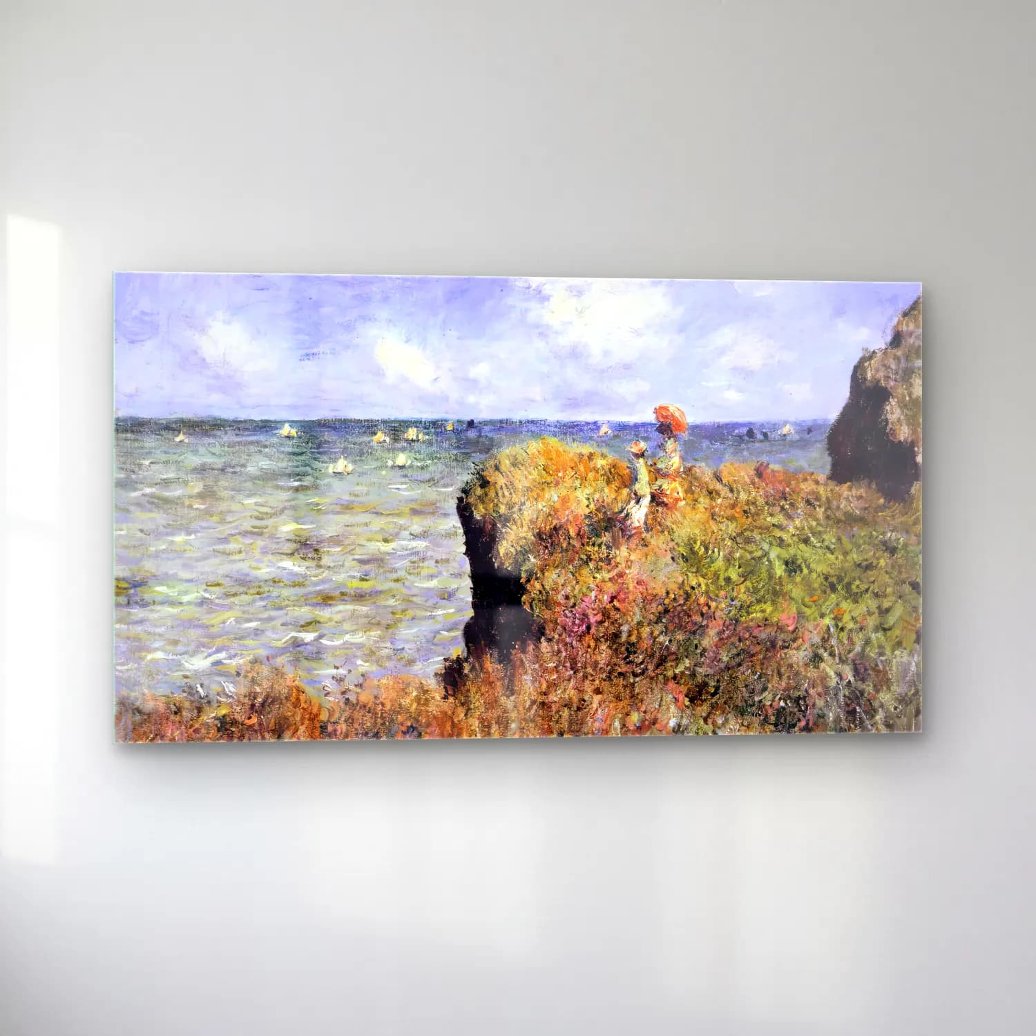 Claude Monet – Clifftop Walk at Pourville cam tablo — sol açıdan görünüm