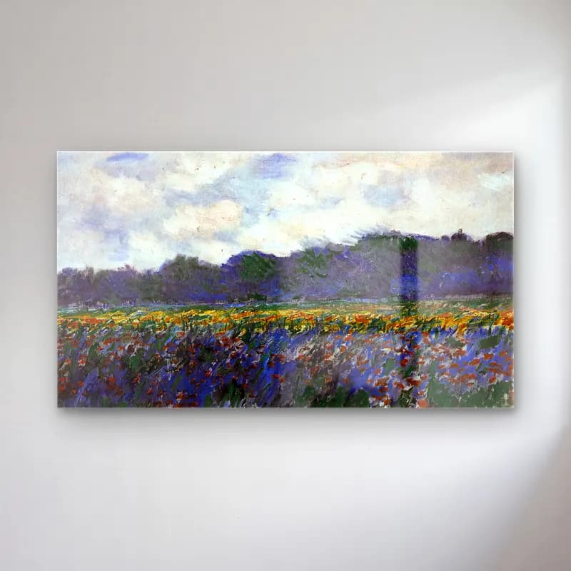 Claude Monet – Field of Yellow Irises at Giverny cam tablo — Claude Monet – Field of Yellow Irises at Giverny — empresyonist lavanta tarlası