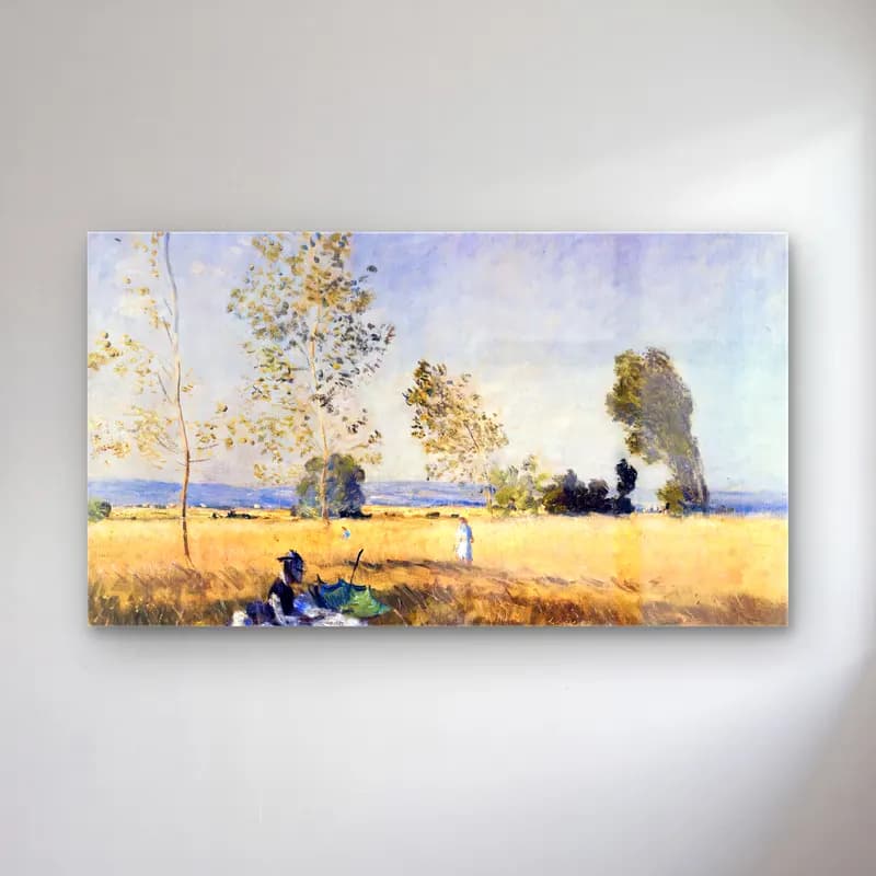 Claude Monet – Fields of Bezons cam tablo — Claude Monet – Fields of Bezons — empresyonist buğday tarlası