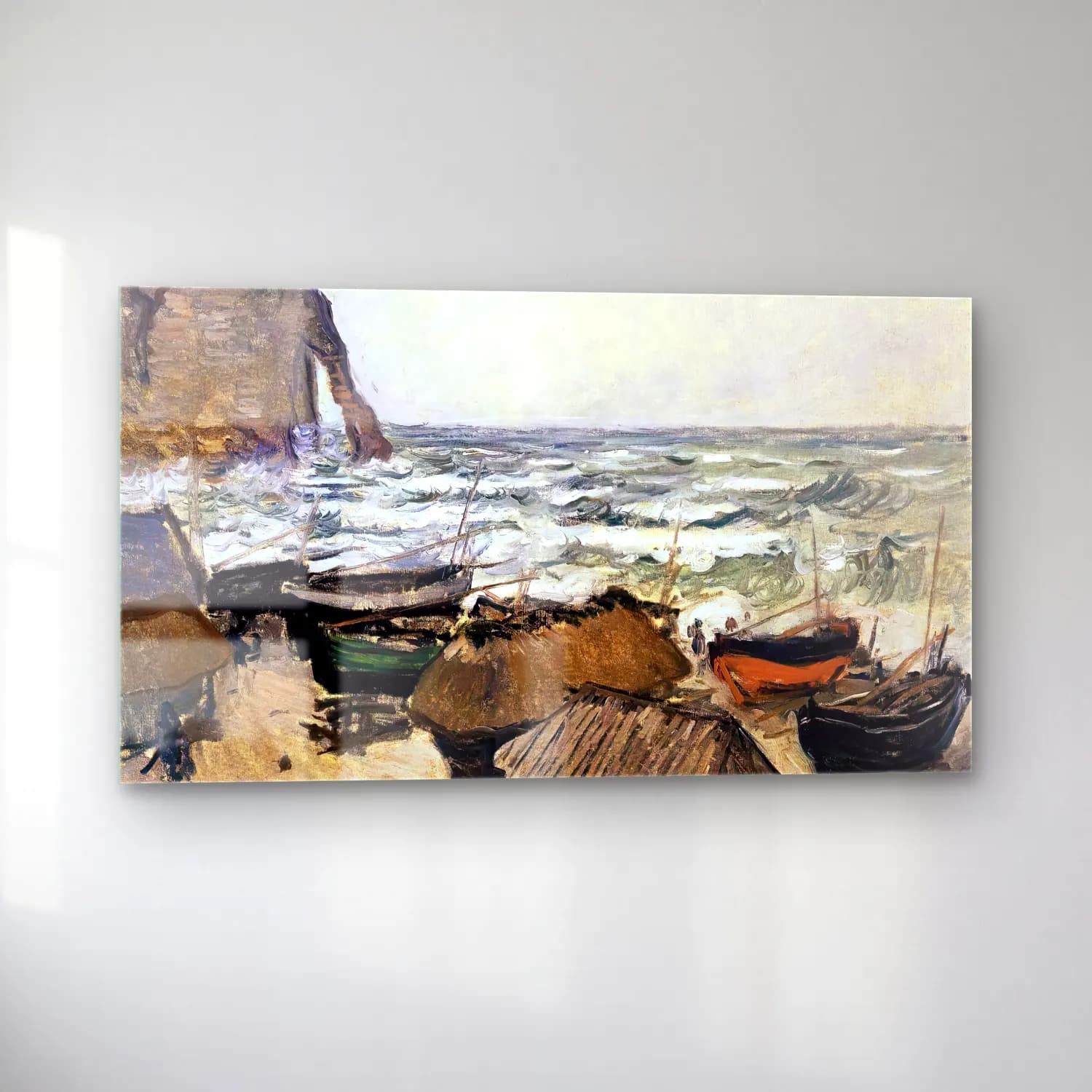 Claude Monet – Fishing Boats cam tablo — sol açıdan görünüm