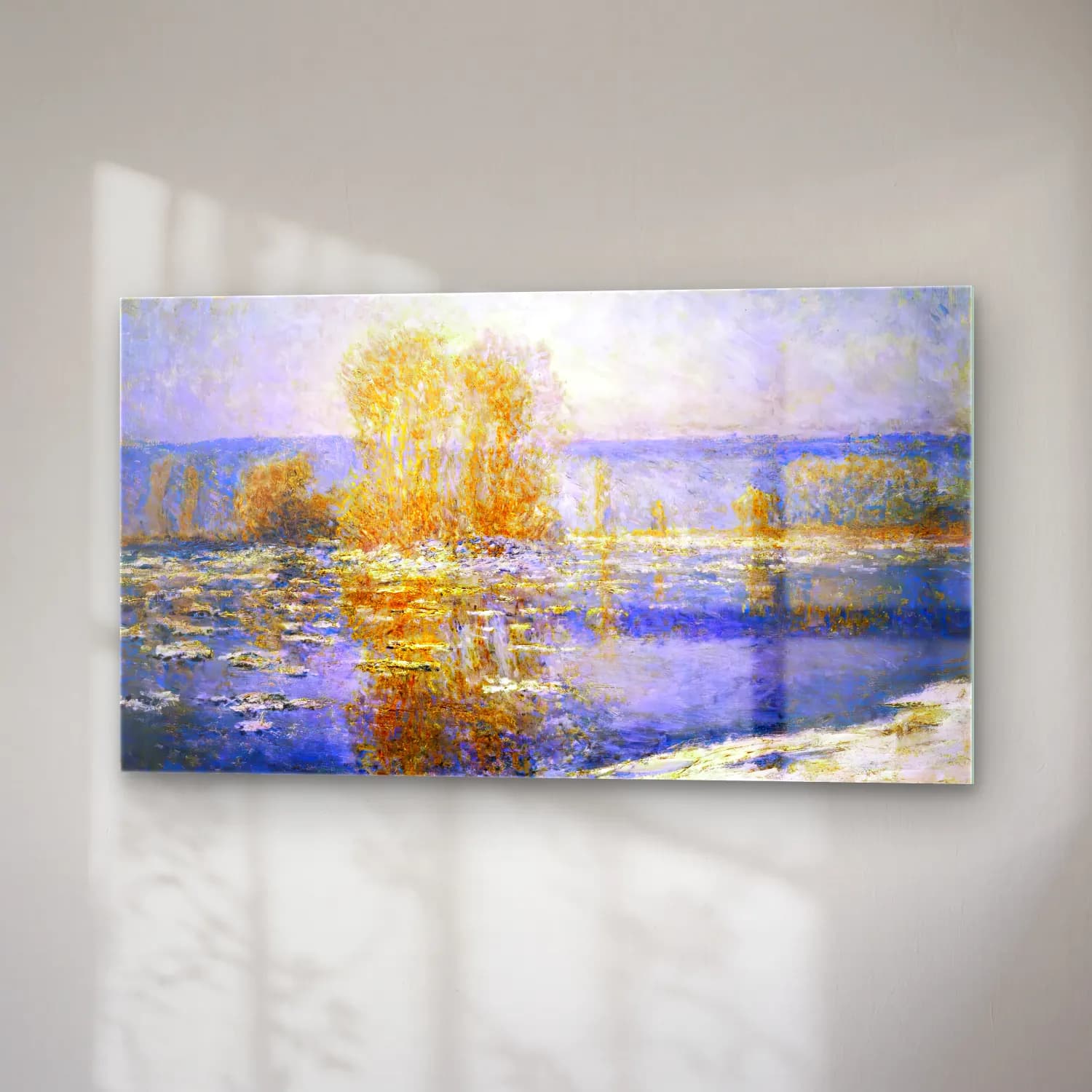 Claude Monet – Floating Ice at Bennecourt cam tablo — sağ açıdan görünüm