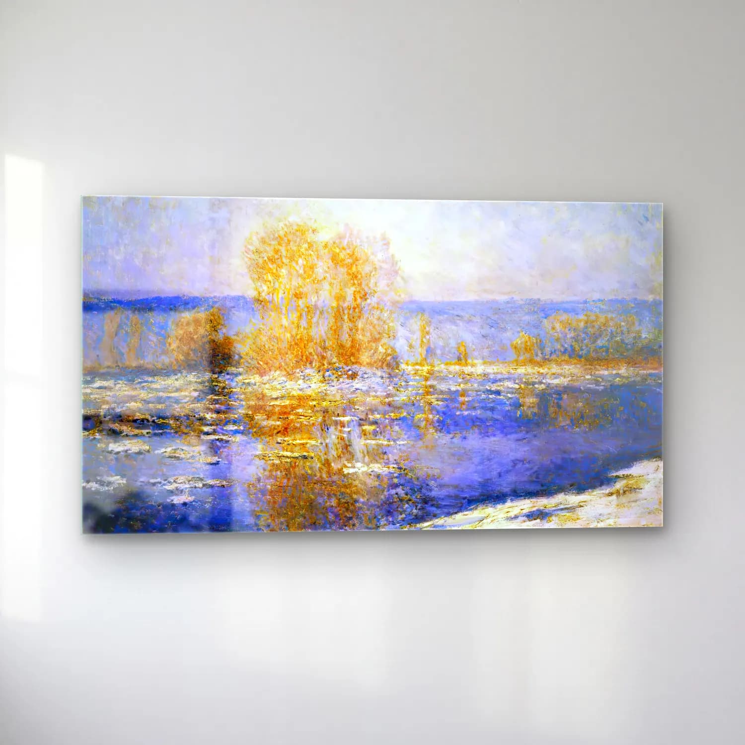 Claude Monet – Floating Ice at Bennecourt cam tablo — sol açıdan görünüm