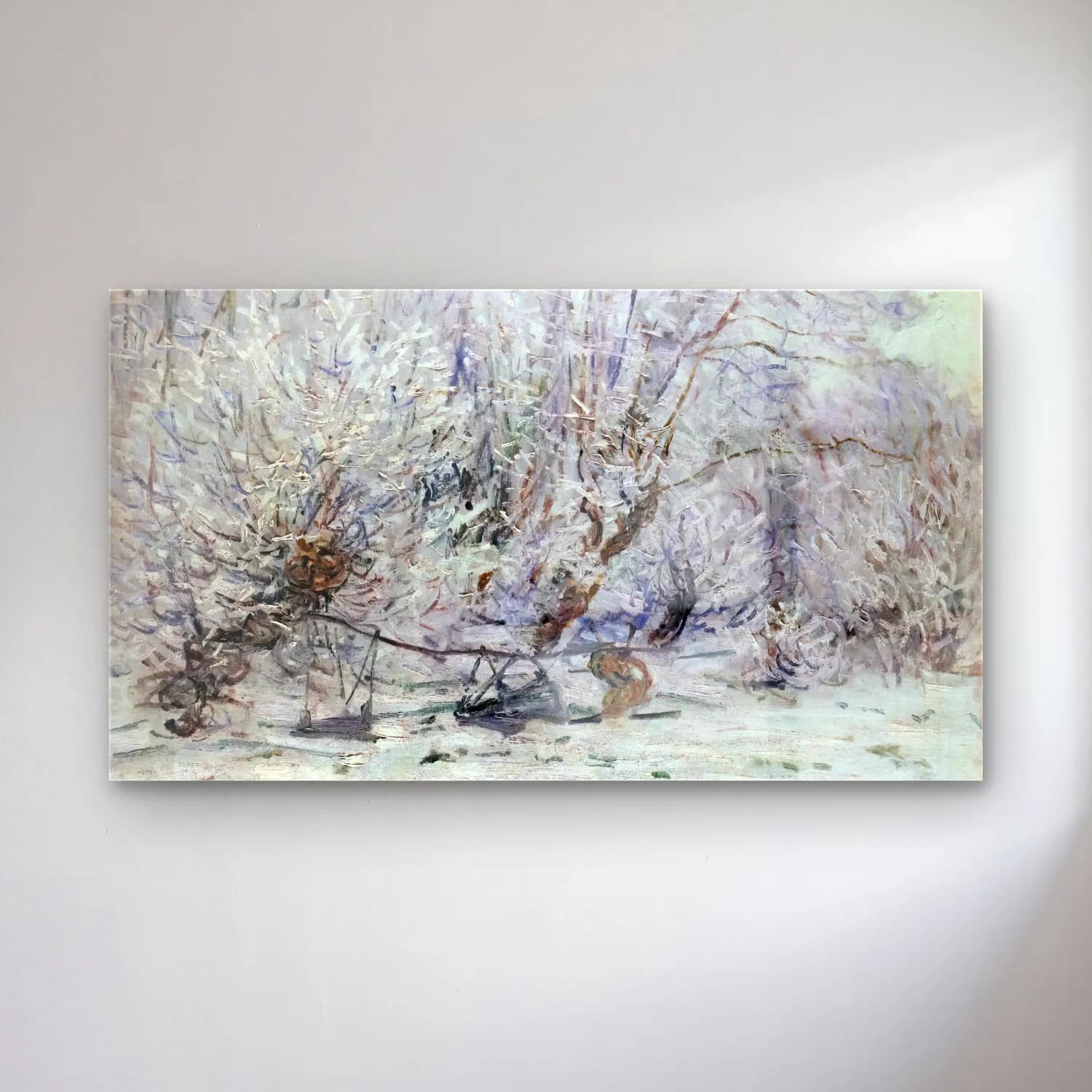 Claude Monet – Frost cam tablo — Claude Monet – Frost — empresyonist karlı kış manzarası