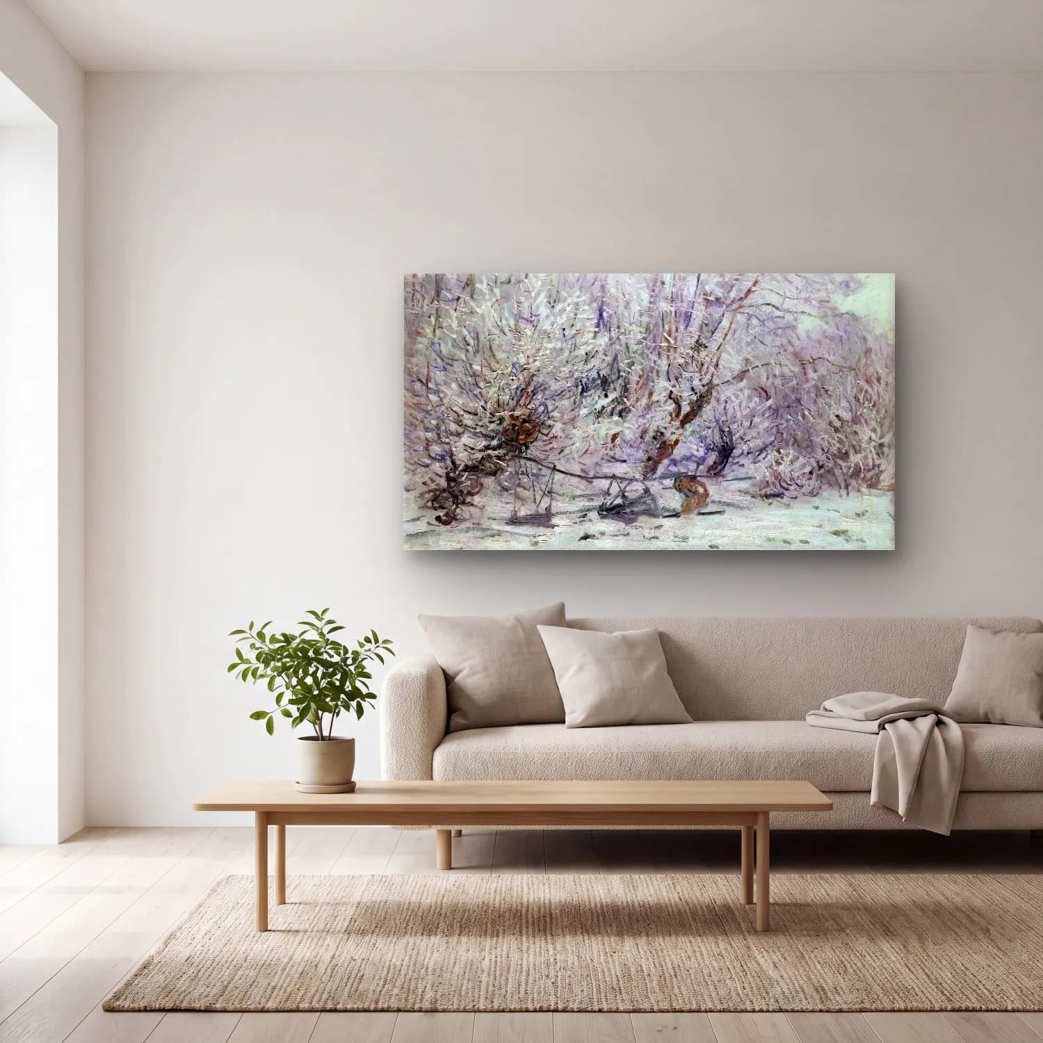 Claude Monet – Frost cam tablo — açık renk salonda