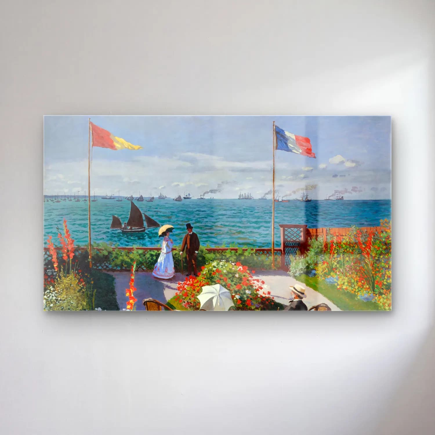Claude Monet – Garden at Sainte-Adresse cam tablo — Claude Monet – Garden at Sainte-Adresse — empresyonist liman ve tekneler
