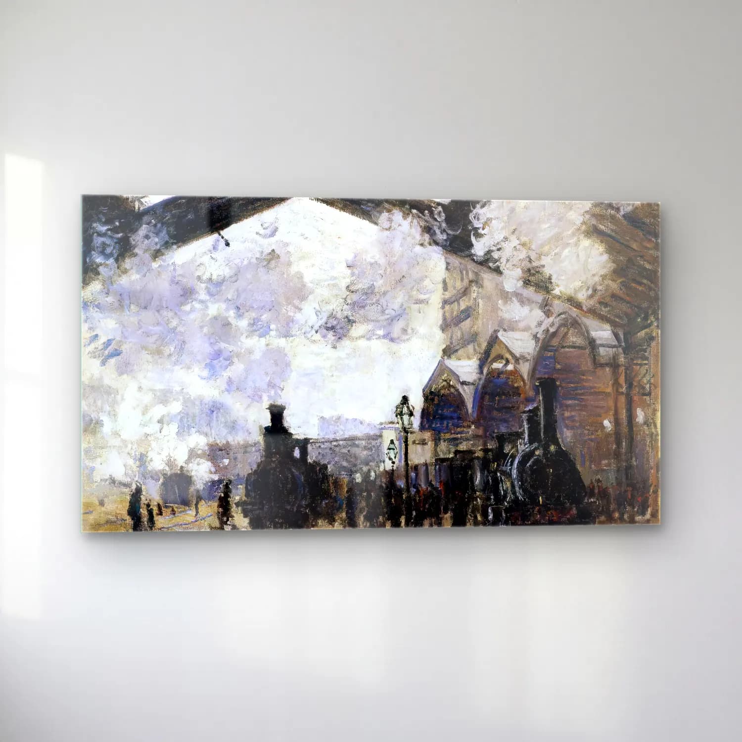 Claude Monet – Gare Saint-Lazare cam tablo — sol açıdan görünüm