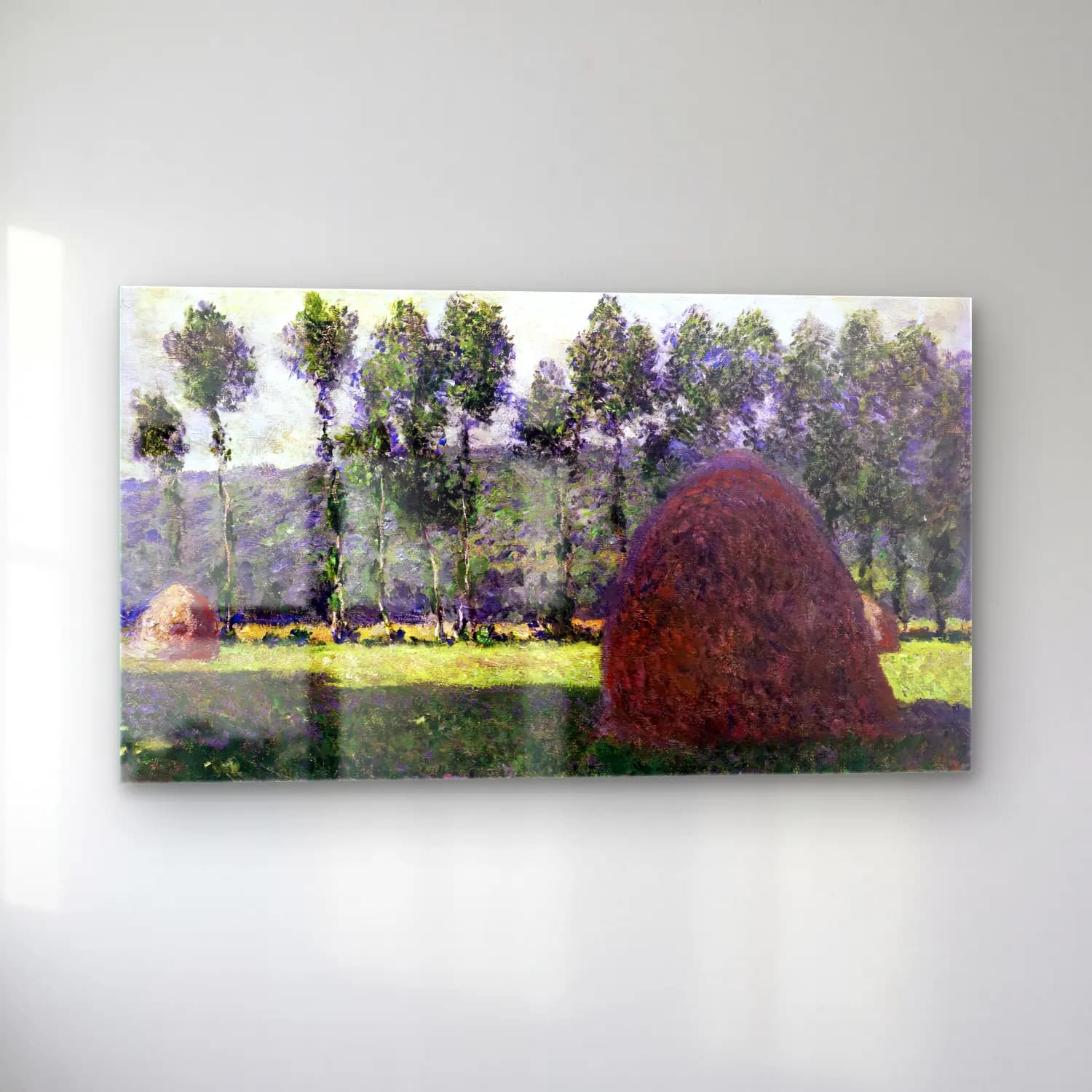 Claude Monet – Haystacks at Giverny cam tablo — sol açıdan görünüm