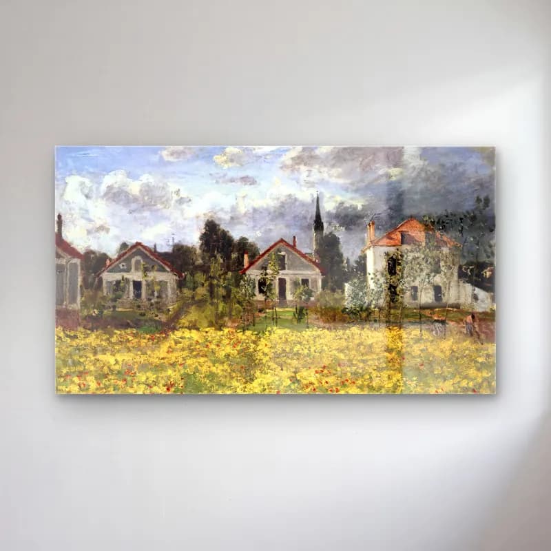 Claude Monet – Houses at Argenteuil cam tablo — Claude Monet – Houses at Argenteuil — empresyonist kır evi