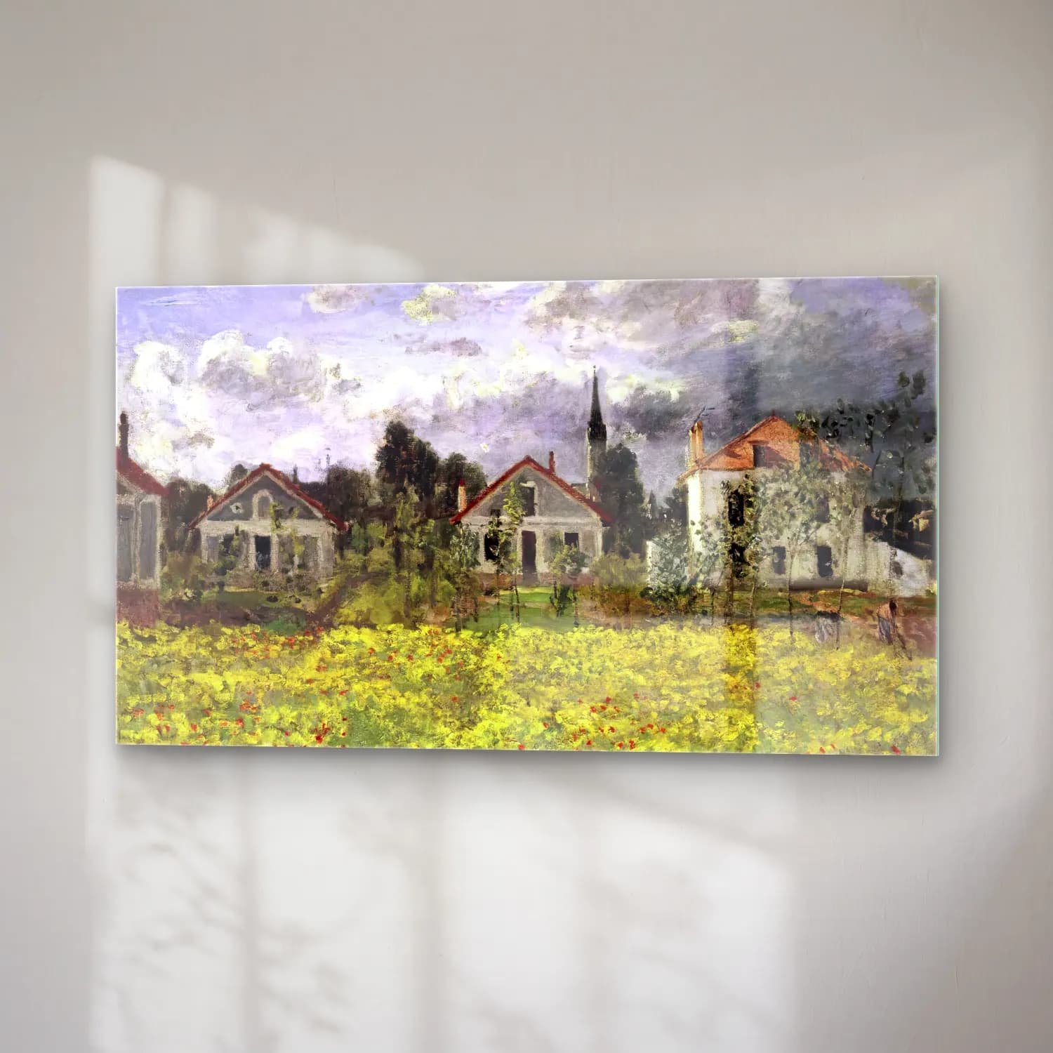 Claude Monet – Houses at Argenteuil cam tablo — sağ açıdan görünüm