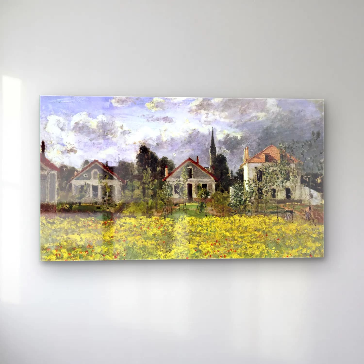 Claude Monet – Houses at Argenteuil cam tablo — sol açıdan görünüm