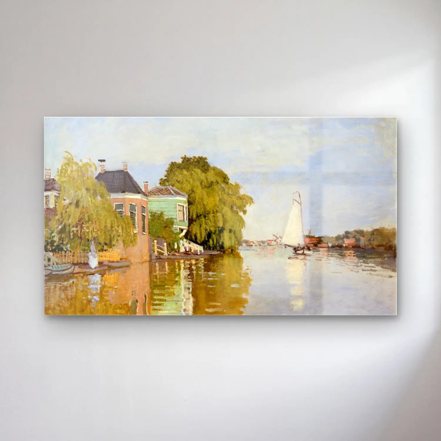 Claude Monet – Houses on the Achterzaan cam tablo — Claude Monet – Houses on the Achterzaan — empresyonist liman ve tekneler