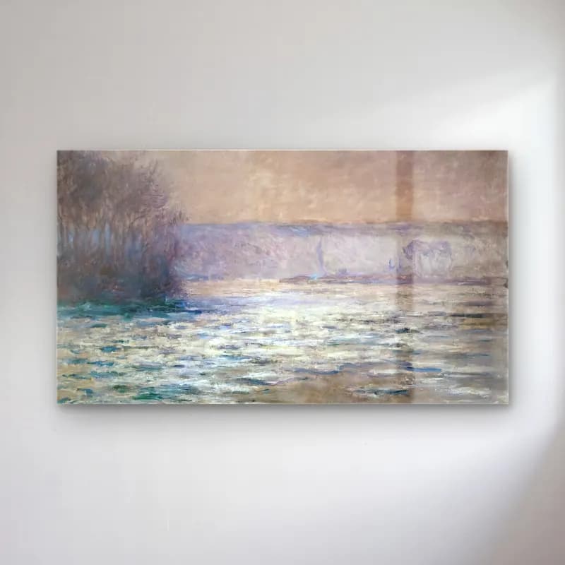 Claude Monet – Ice Floes on the Seine near Bennecourt cam tablo — Claude Monet – Ice Floes on the Seine near Bennecourt — empresyonist liman ve tekneler