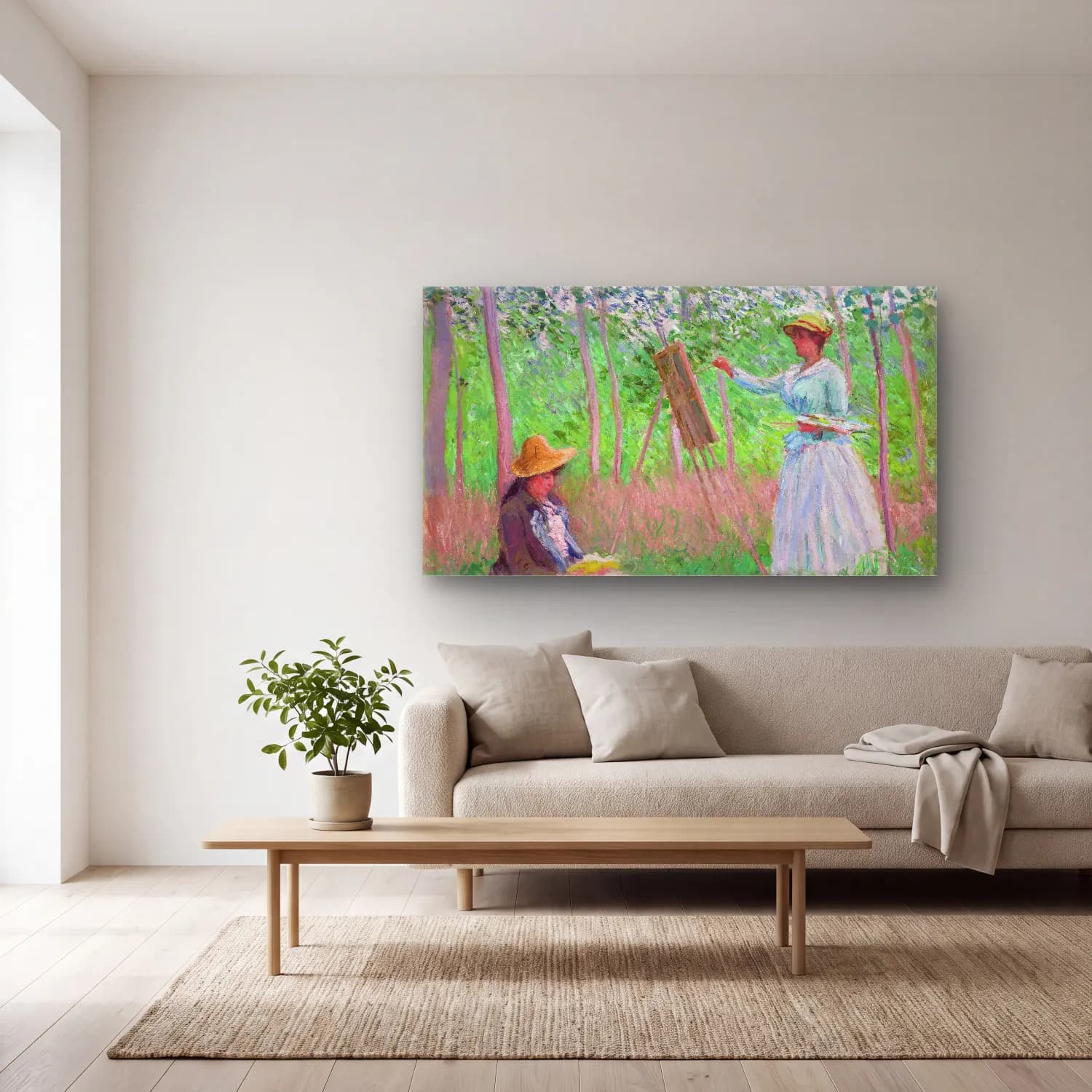Claude Monet – In the Woods at Giverny cam tablo — açık renk salonda
