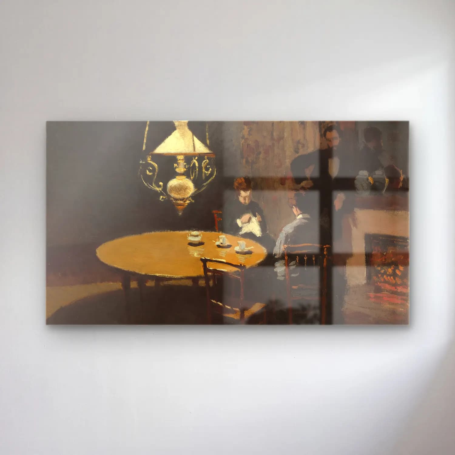 Claude Monet – Interior, after Dinner – Pastel Tonlar cam tablo — Claude Monet – Interior, after Dinner – Pastel Tonlar — empresyonist vintage i̇ç mekân