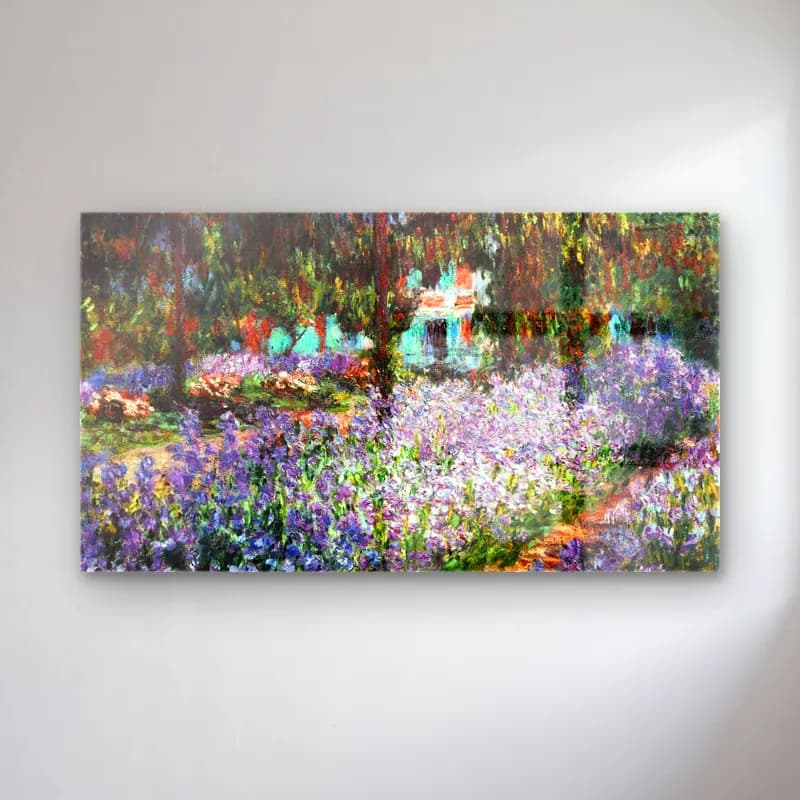 Claude Monet – Irises in Monet s Garden at Giverny cam tablo — Claude Monet – Irises in Monet s Garden at Giverny — empresyonist çiçek bahçesi
