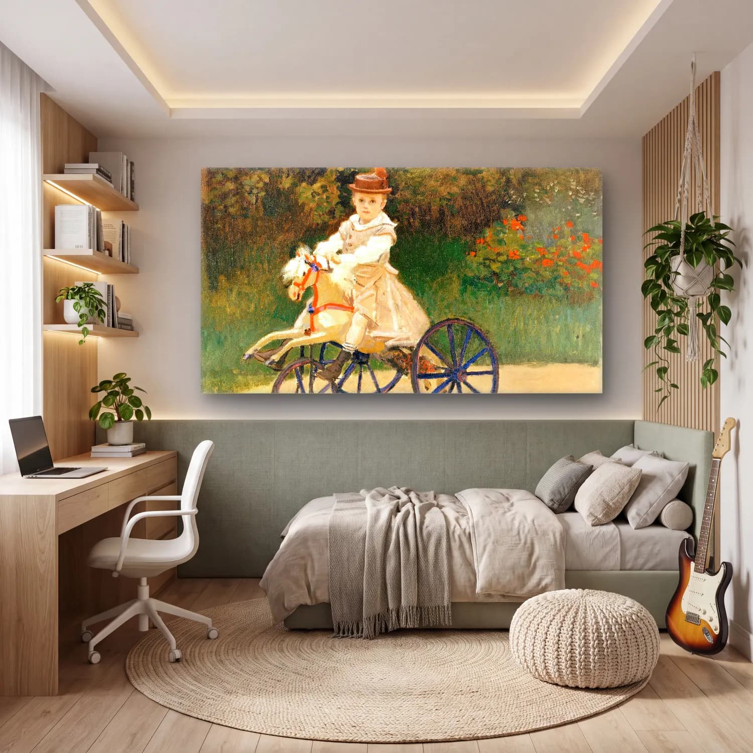 Claude Monet – Jean Monet on His Hobby Horse cam tablo — genç odasında