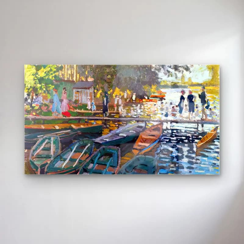 Claude Monet – La Grenouillère cam tablo — Claude Monet – La Grenouillère — empresyonist liman ve tekneler