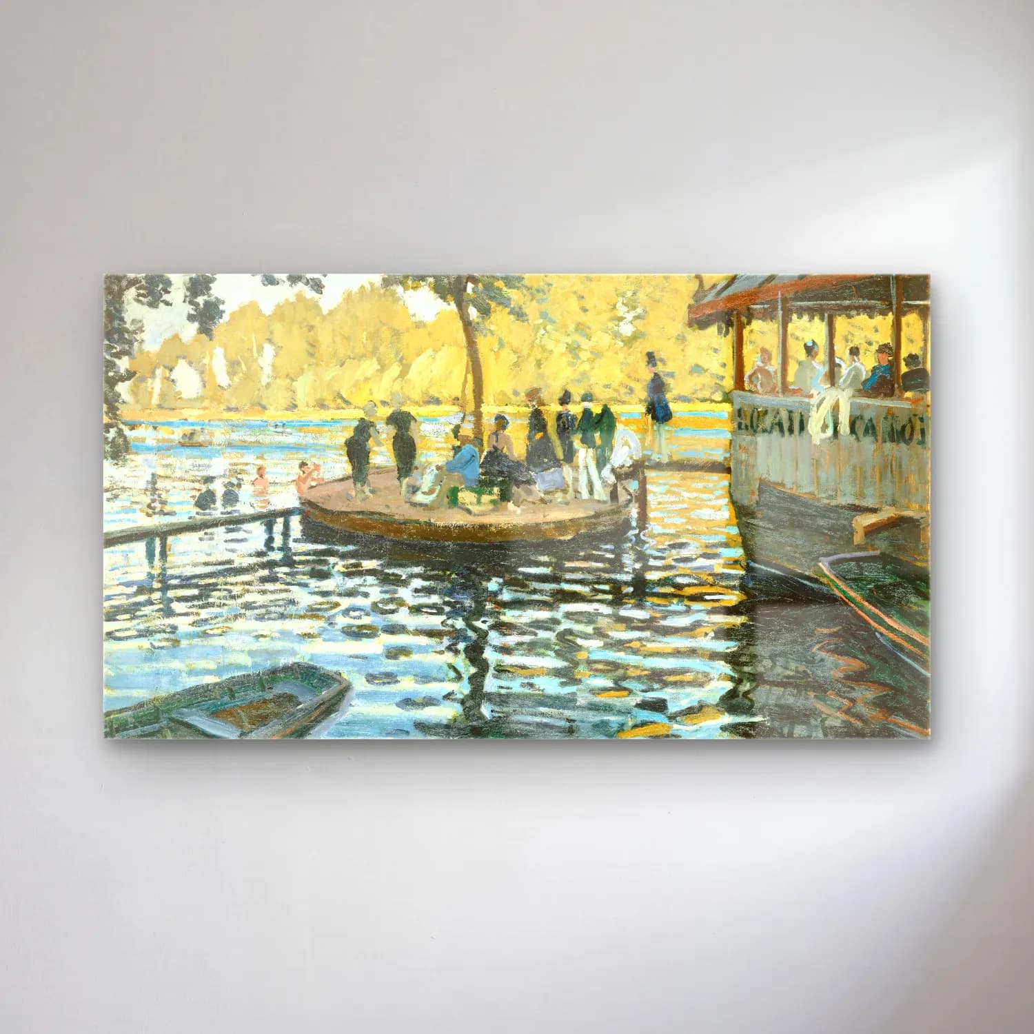Claude Monet – La Grenouillère – Yeşil Tonlar cam tablo — Claude Monet – La Grenouillère – Yeşil Tonlar — empresyonist liman ve tekneler
