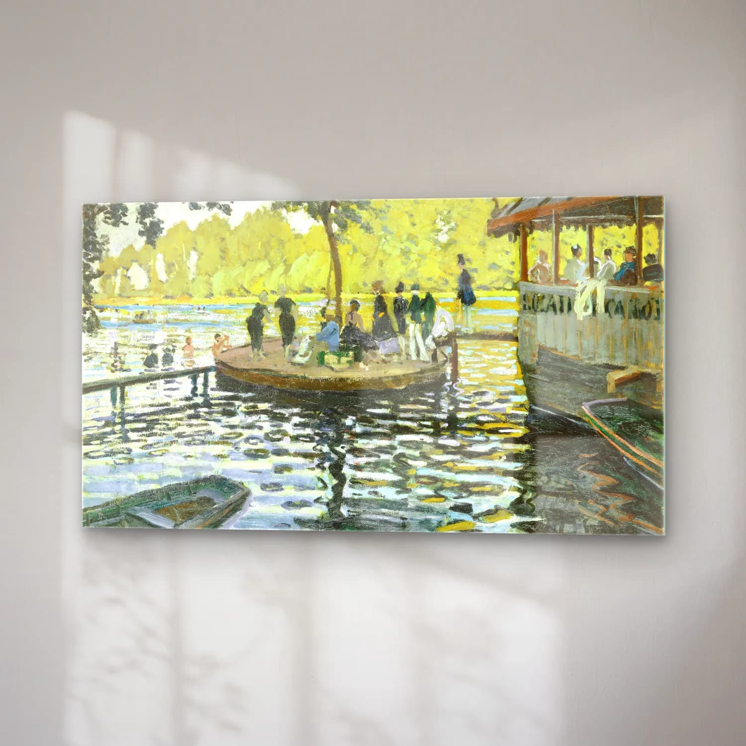 Claude Monet – La Grenouillère – Yeşil Tonlar cam tablo — sağ açıdan görünüm