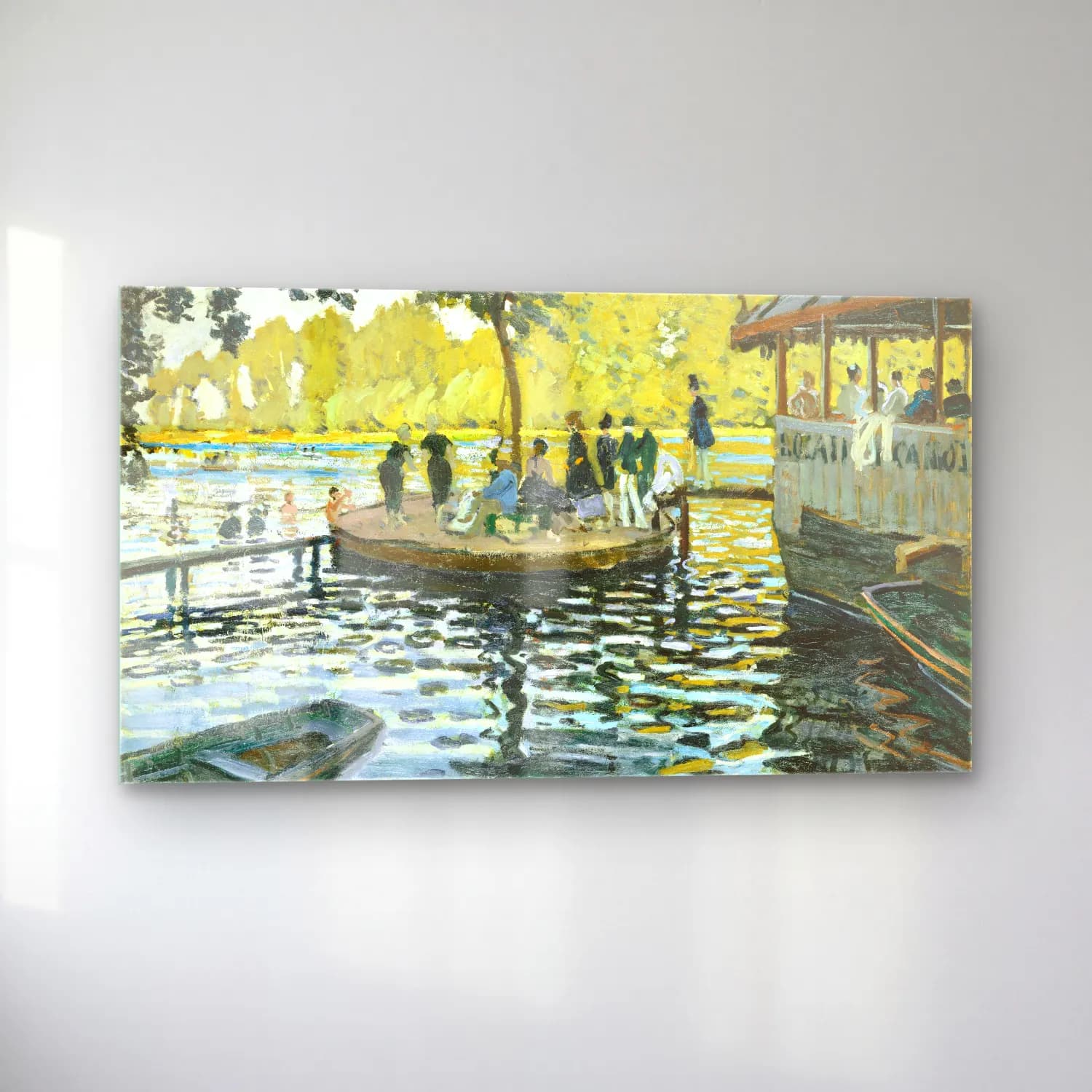 Claude Monet – La Grenouillère – Yeşil Tonlar cam tablo — sol açıdan görünüm