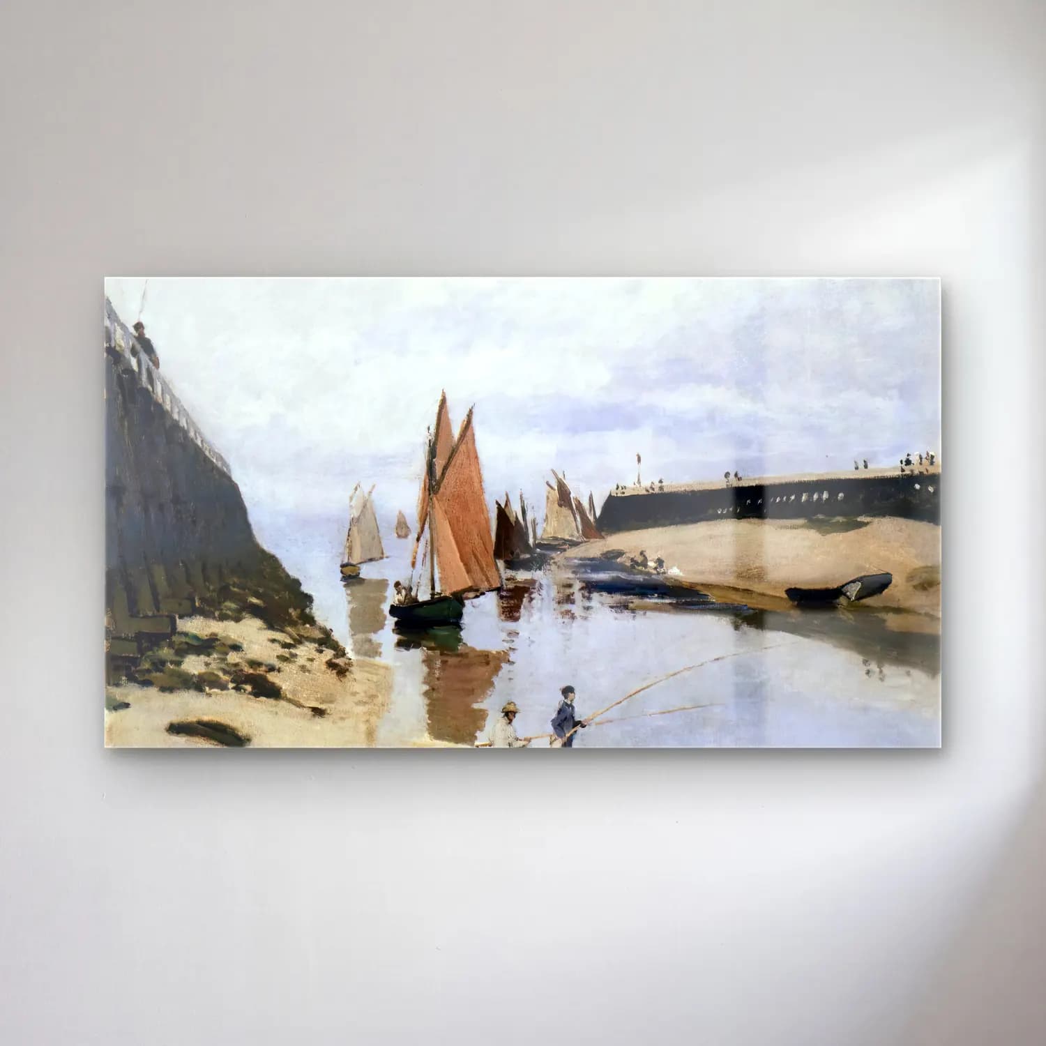 Claude Monet – Landing Stage at Trouville, Low Tide cam tablo — Claude Monet – Landing Stage at Trouville, Low Tide — empresyonist liman ve tekneler