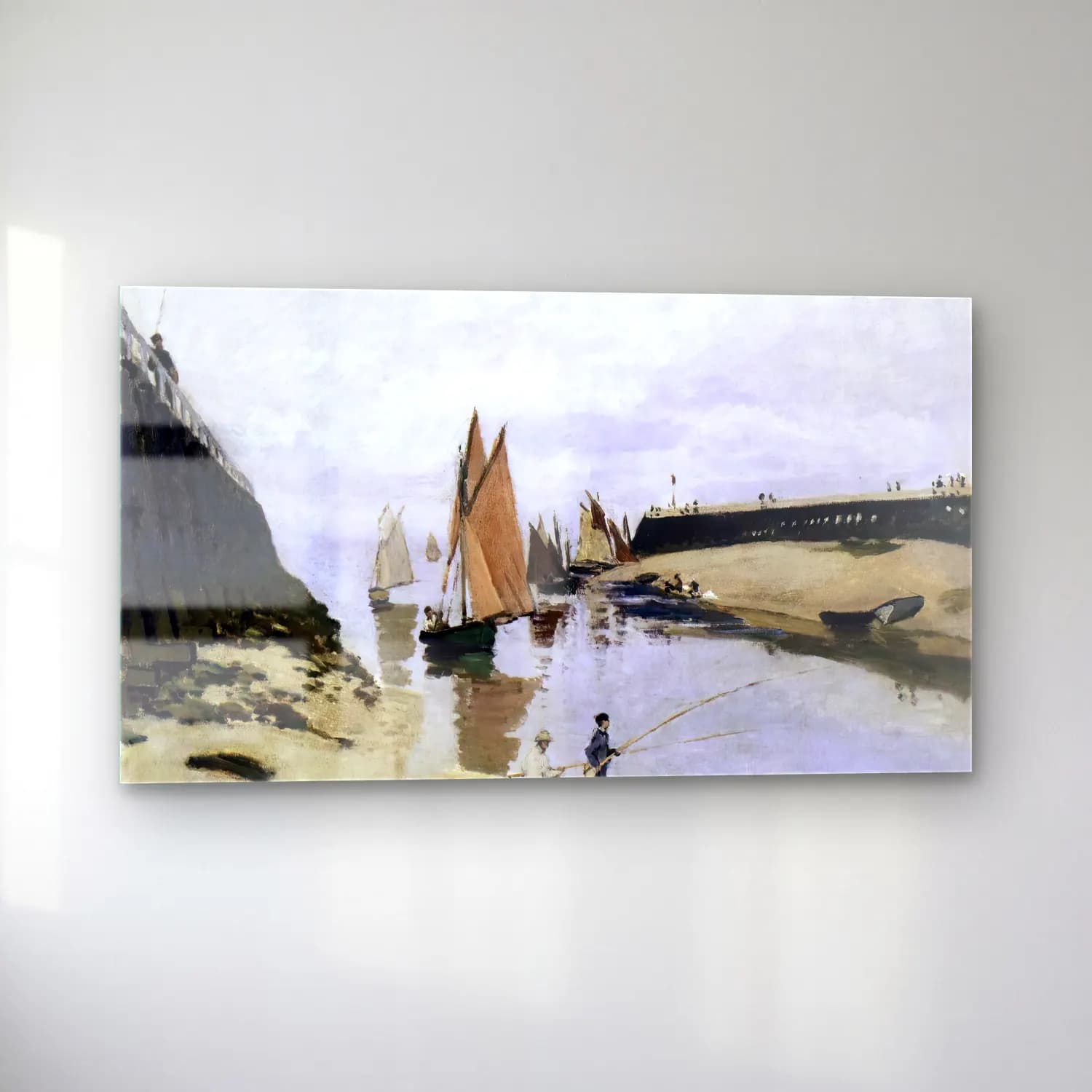 Claude Monet – Landing Stage at Trouville, Low Tide cam tablo — sol açıdan görünüm