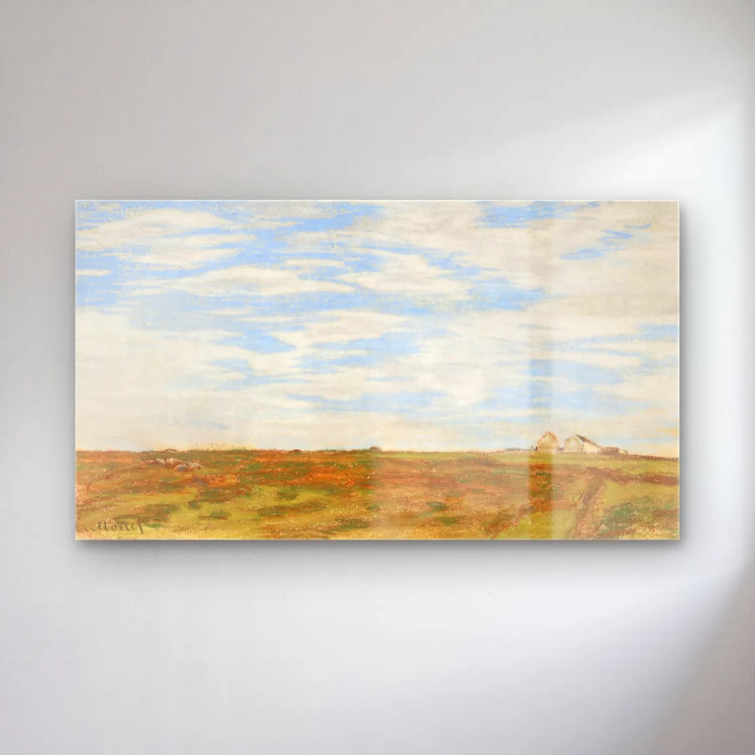 Claude Monet – Landscape cam tablo — Claude Monet – Landscape — empresyonist buğday tarlası