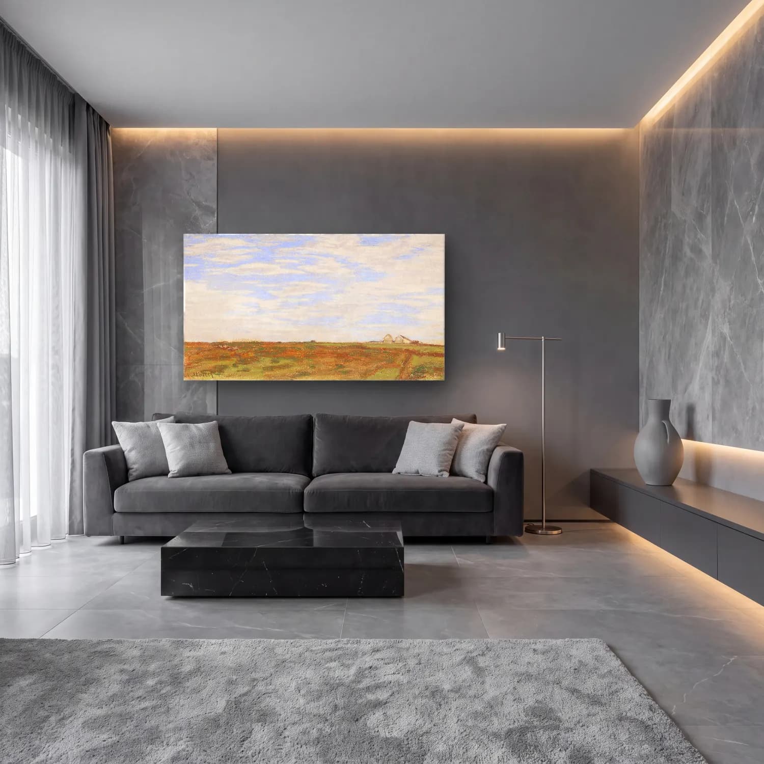 Claude Monet – Landscape cam tablo — lüks salon duvarında