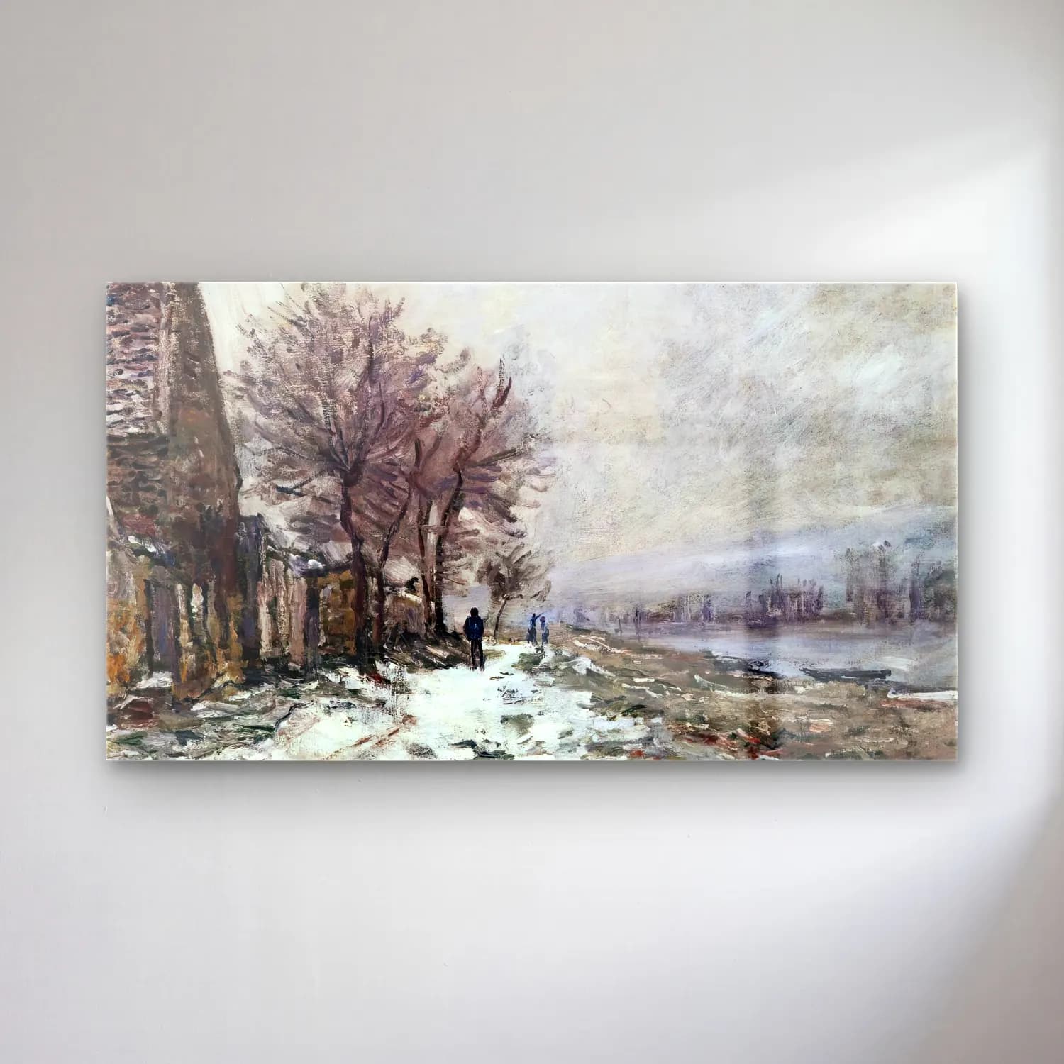 Claude Monet – Lavacourt in Winter cam tablo — Claude Monet – Lavacourt in Winter — empresyonist karlı kış manzarası