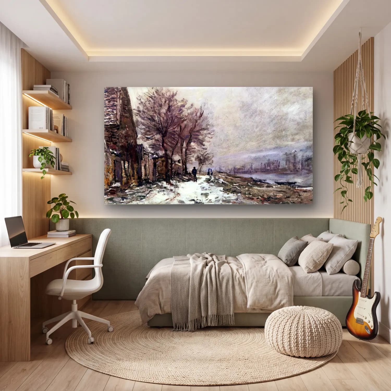 Claude Monet – Lavacourt in Winter cam tablo — genç odasında
