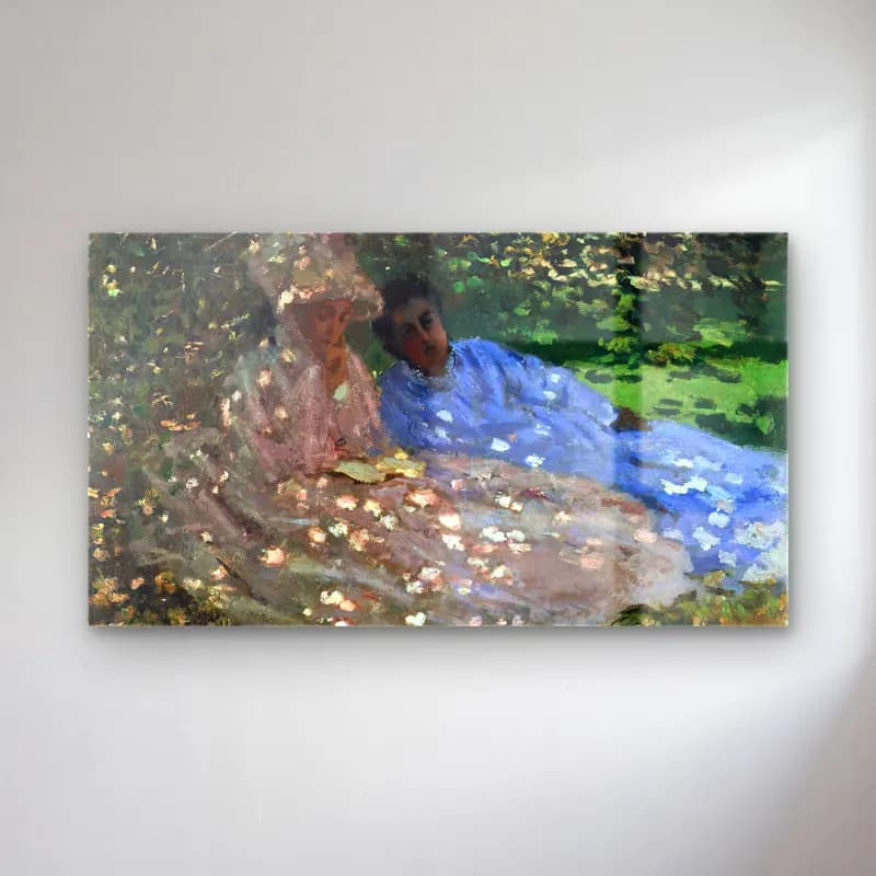 Claude Monet – Madame Monet and a Friend in the Garden cam tablo — Claude Monet – Madame Monet and a Friend in the Garden — empresyonist zambaklar