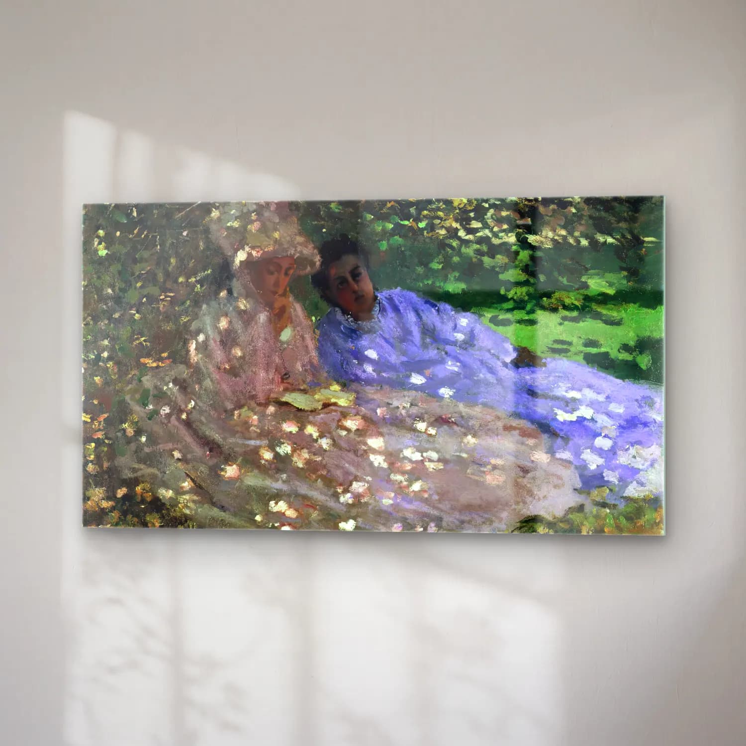 Claude Monet – Madame Monet and a Friend in the Garden cam tablo — sağ açıdan görünüm