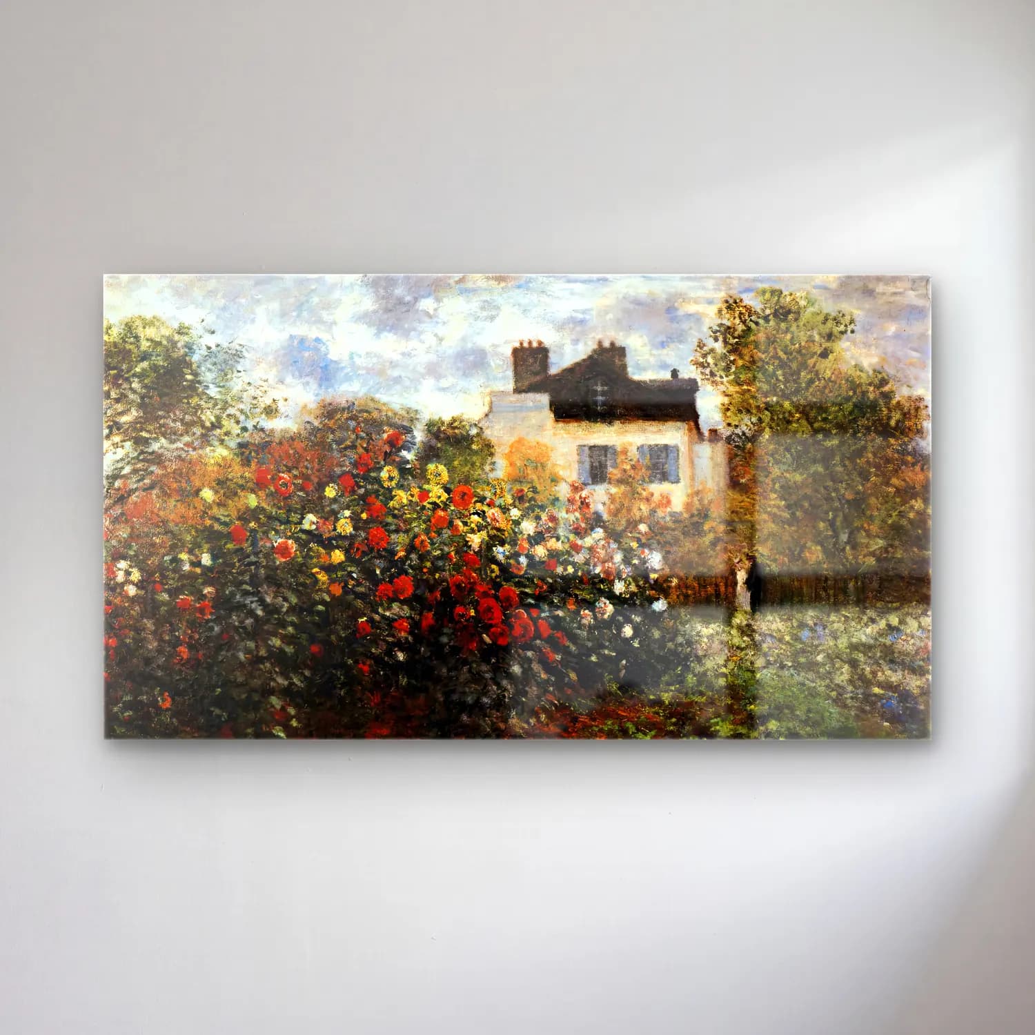 Claude Monet – Monet s Garden at Argenteuil cam tablo — Claude Monet – Monet s Garden at Argenteuil — empresyonist çiçek bahçesi