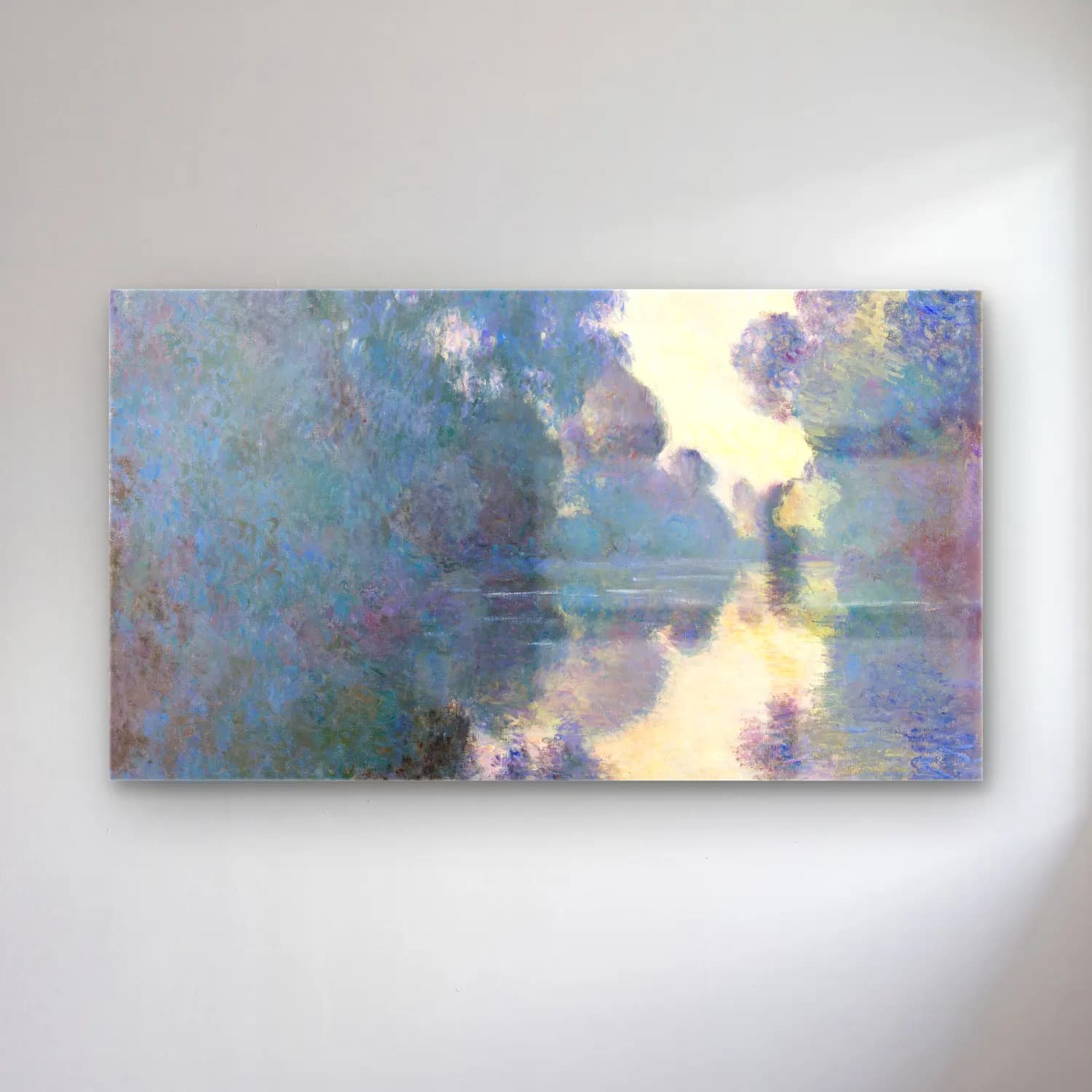 Claude Monet – Morning on the Seine near Giverny cam tablo — Claude Monet – Morning on the Seine near Giverny — empresyonist gün batımında göl