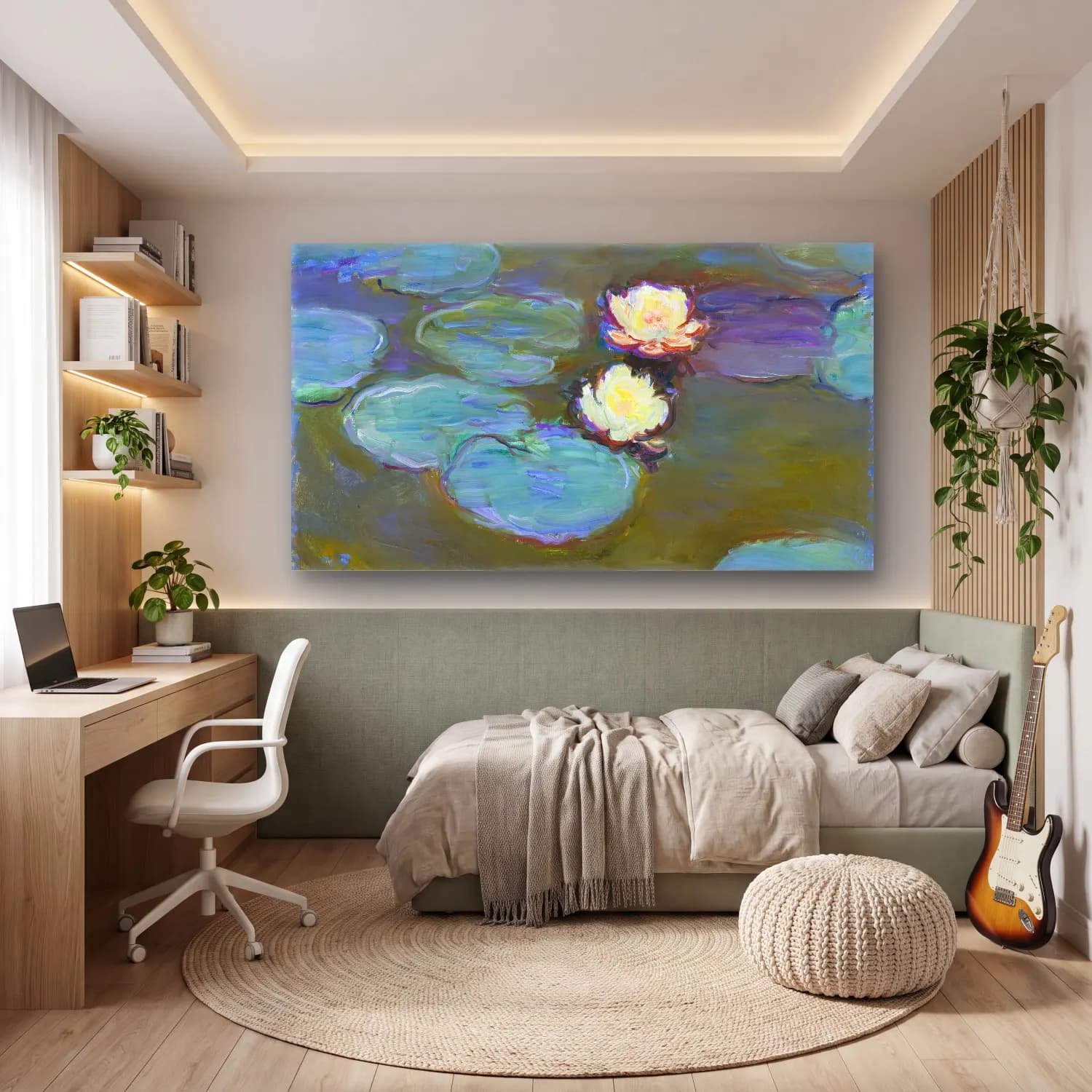 Claude Monet – Nympheas cam tablo — genç odasında