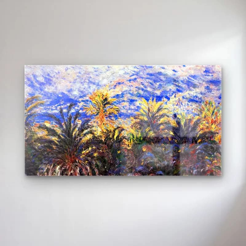 Claude Monet – Palm Trees in Bordighera cam tablo — Claude Monet – Palm Trees in Bordighera — empresyonist palmiyeli tropik sahil