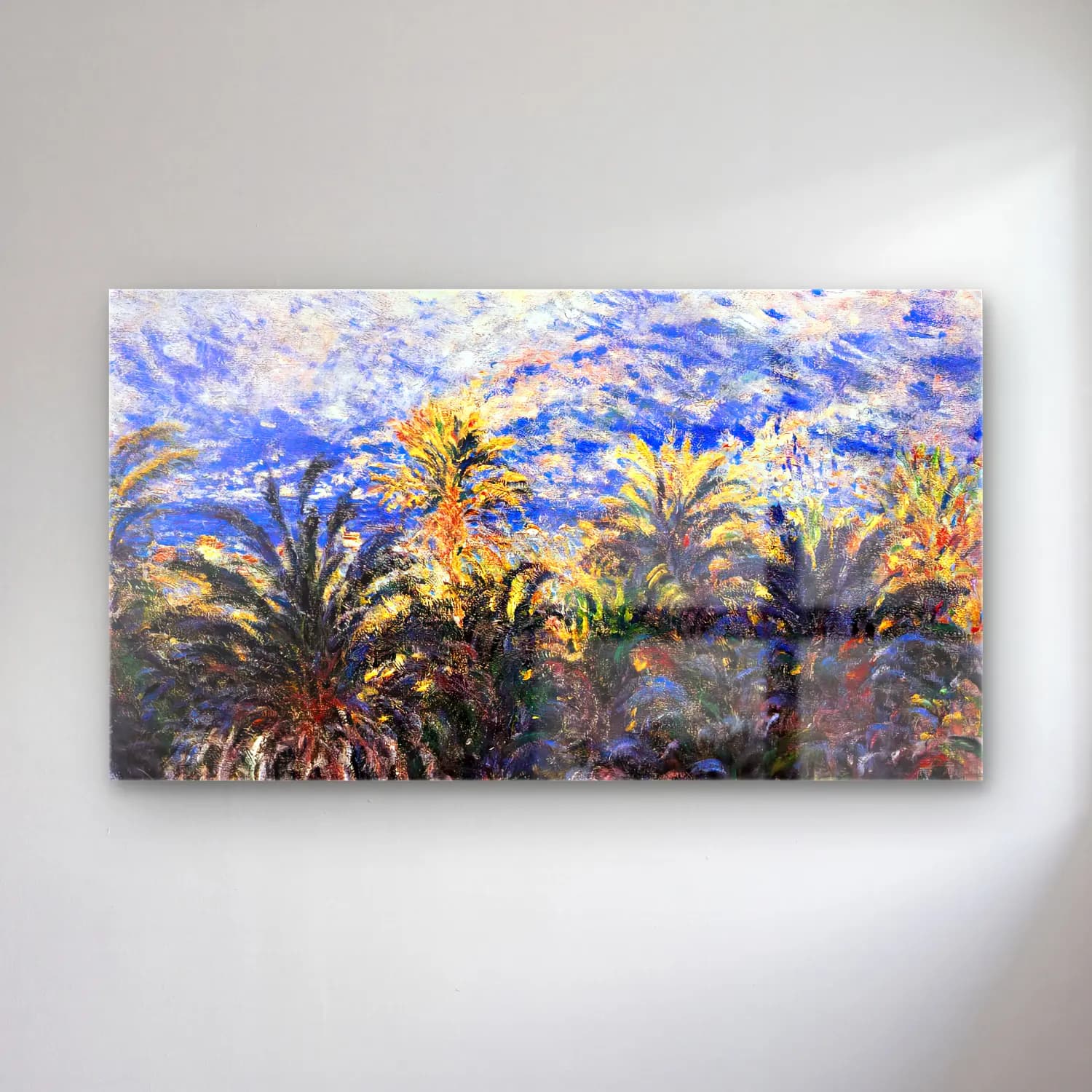 Claude Monet – Palm Trees in Bordighera cam tablo — Claude Monet – Palm Trees in Bordighera — empresyonist palmiyeli tropik sahil