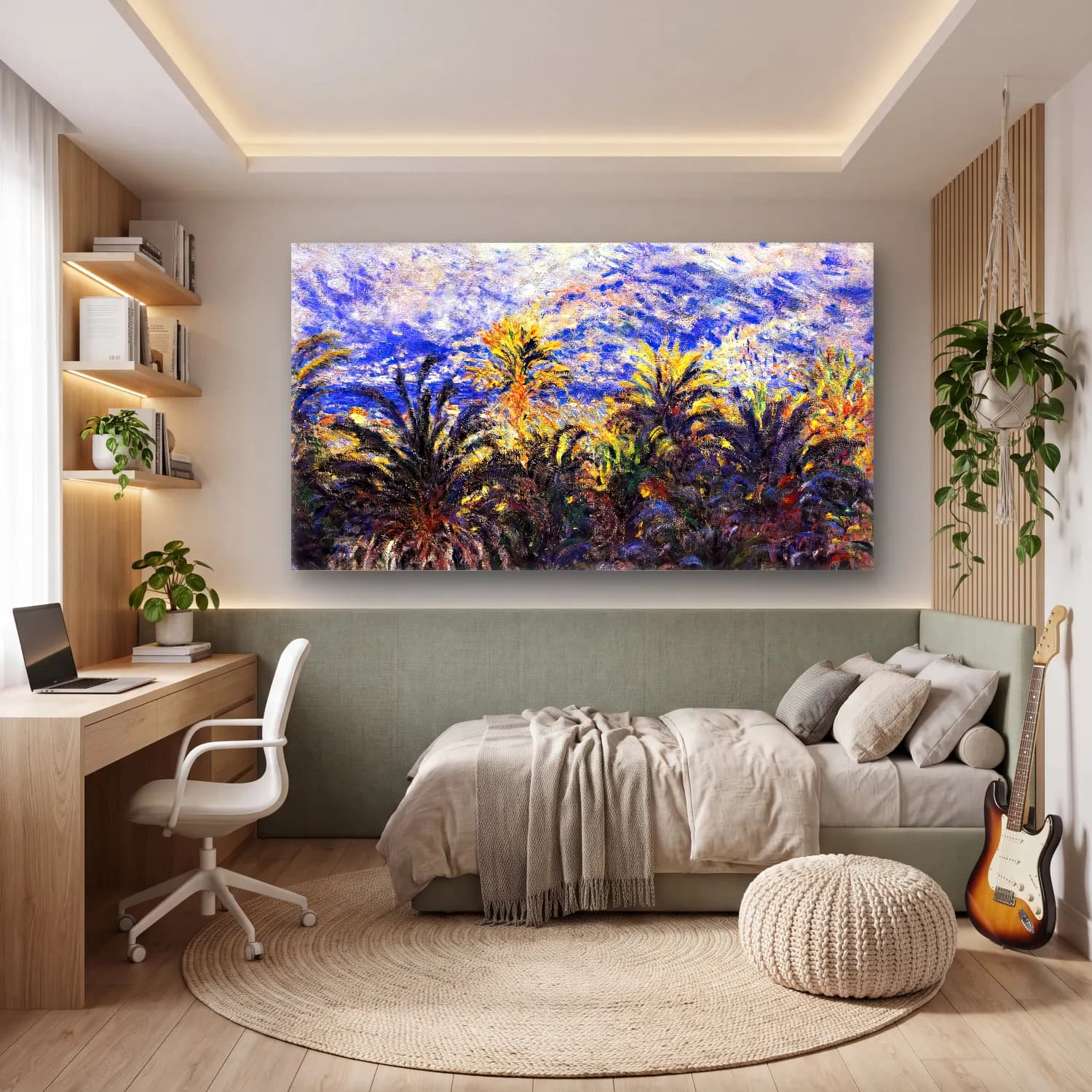 Claude Monet – Palm Trees in Bordighera cam tablo — genç odasında