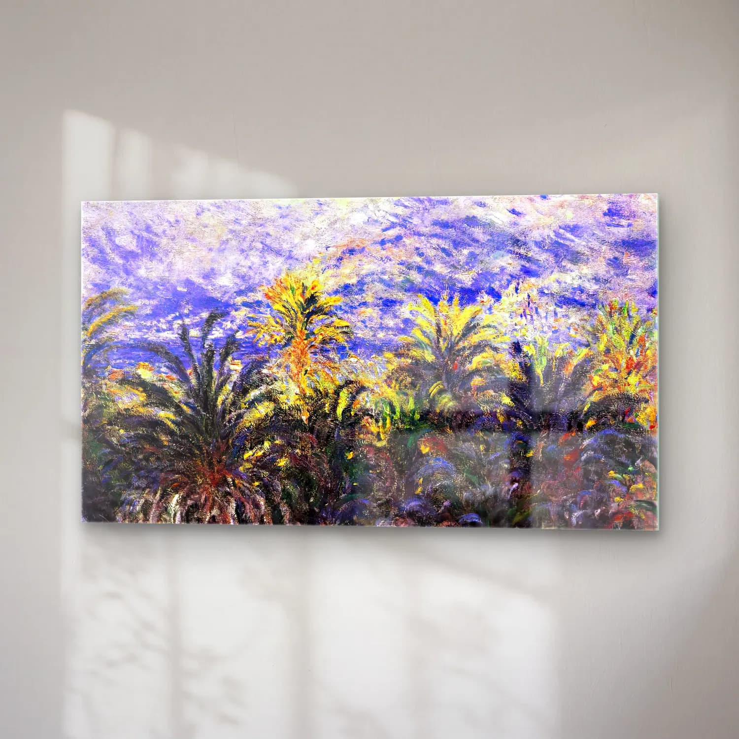 Claude Monet – Palm Trees in Bordighera cam tablo — sağ açıdan görünüm