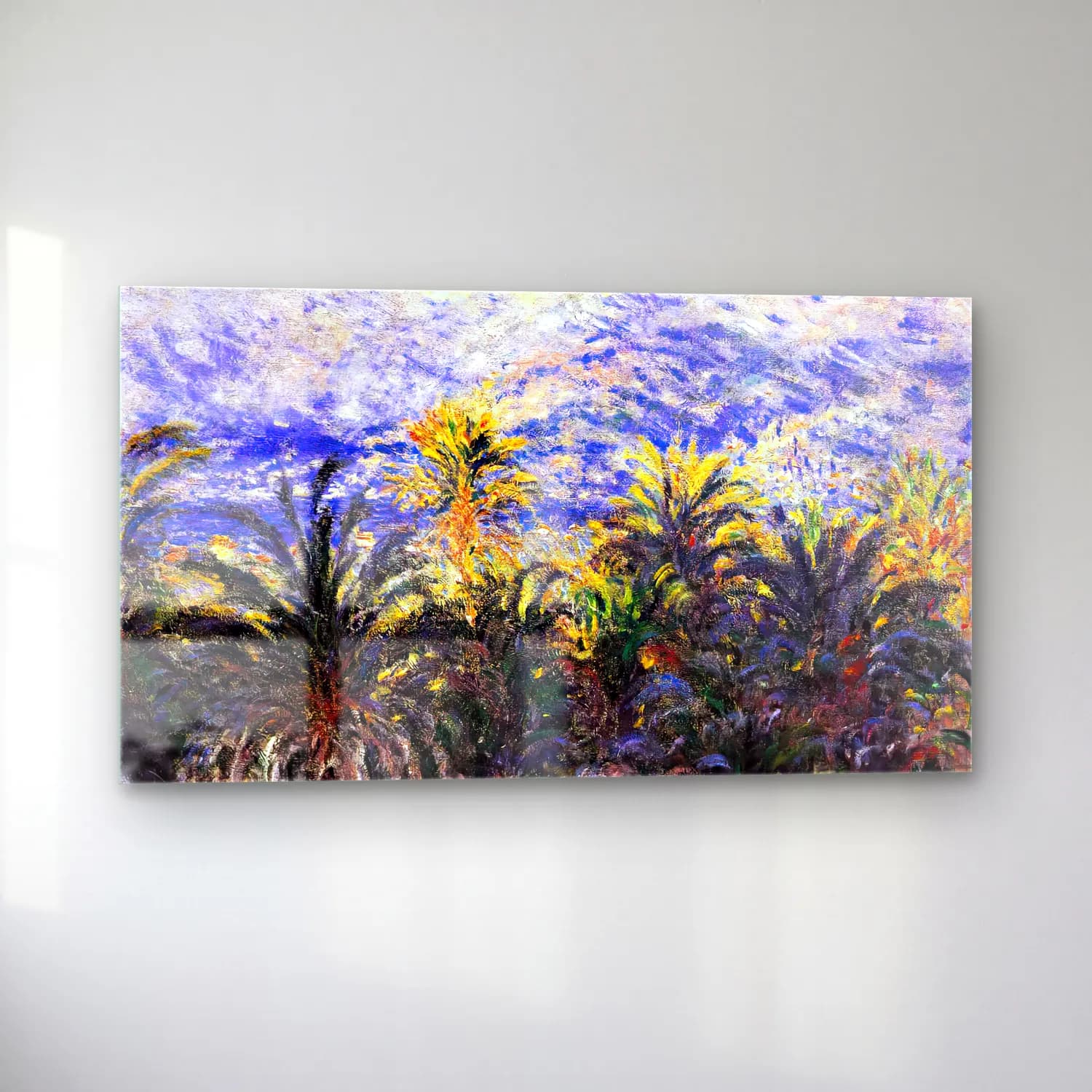 Claude Monet – Palm Trees in Bordighera cam tablo — sol açıdan görünüm