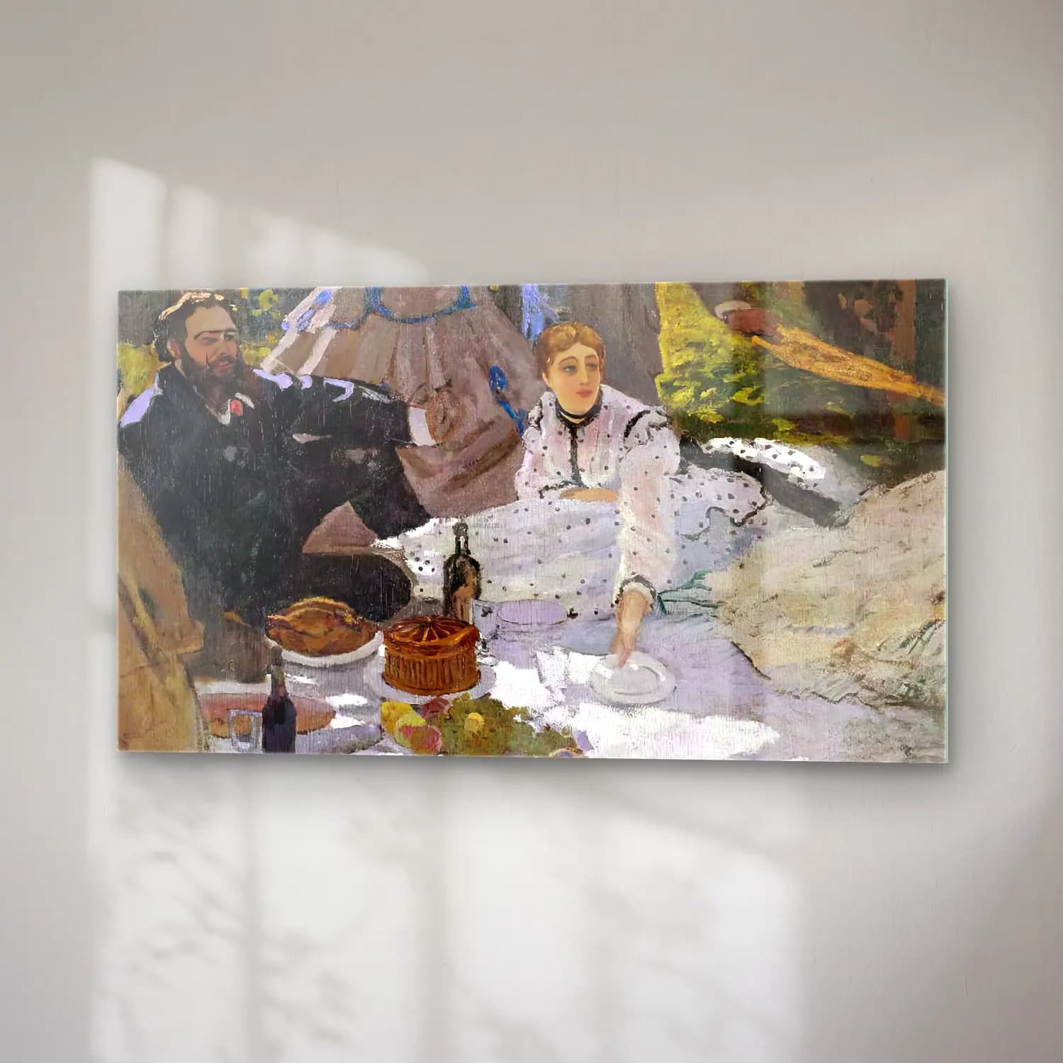 Claude Monet – Picnic (detail) cam tablo — sağ açıdan görünüm