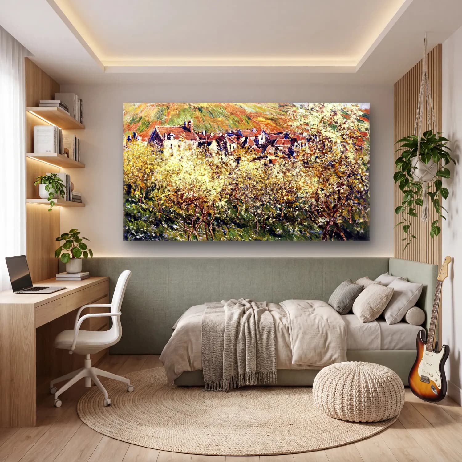 Claude Monet – Plum Trees in Bloom cam tablo — genç odasında