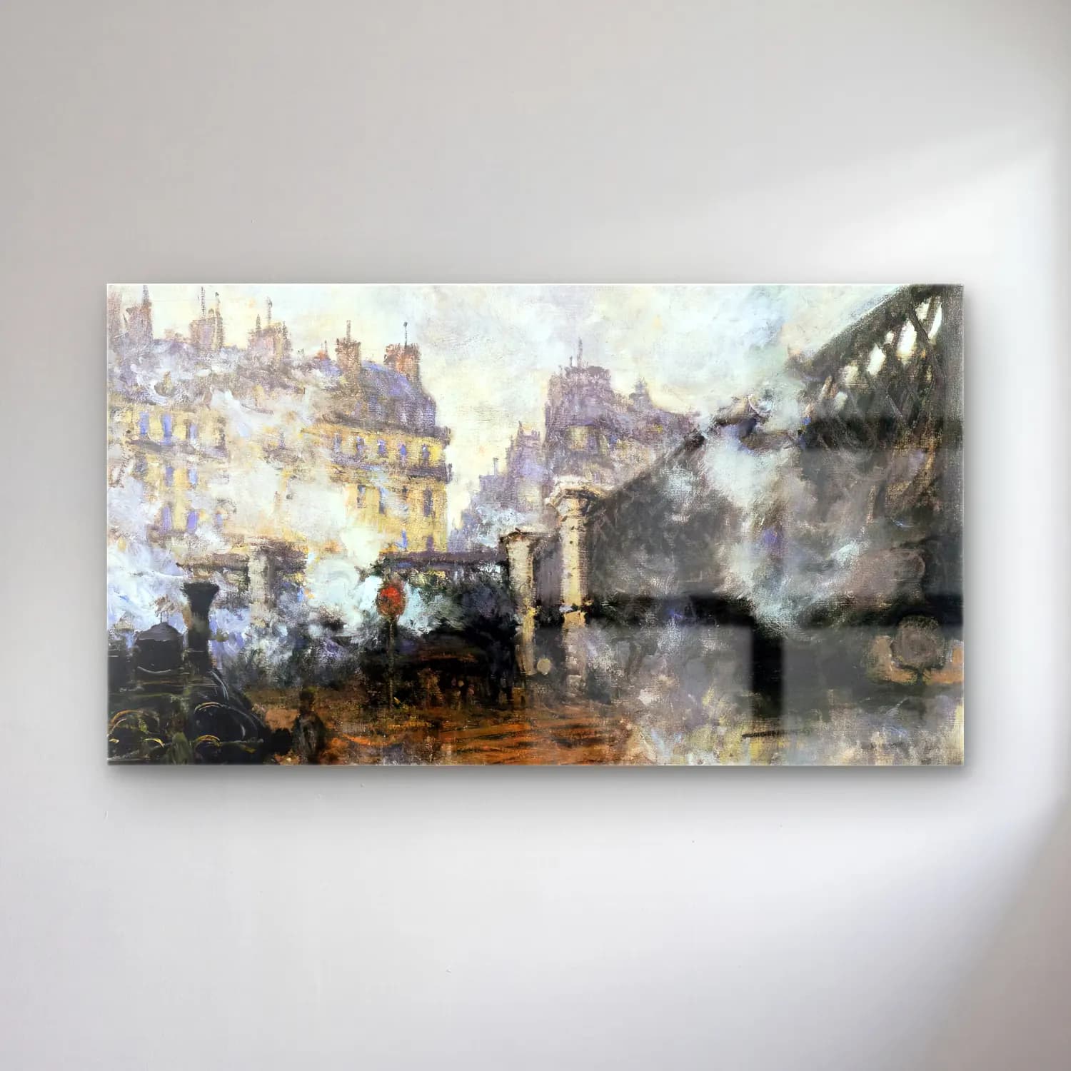 Claude Monet – Pont de l Europe, Gare Saint-Lazare cam tablo — Claude Monet – Pont de l Europe, Gare Saint-Lazare — empresyonist paris ve eyfel kulesi