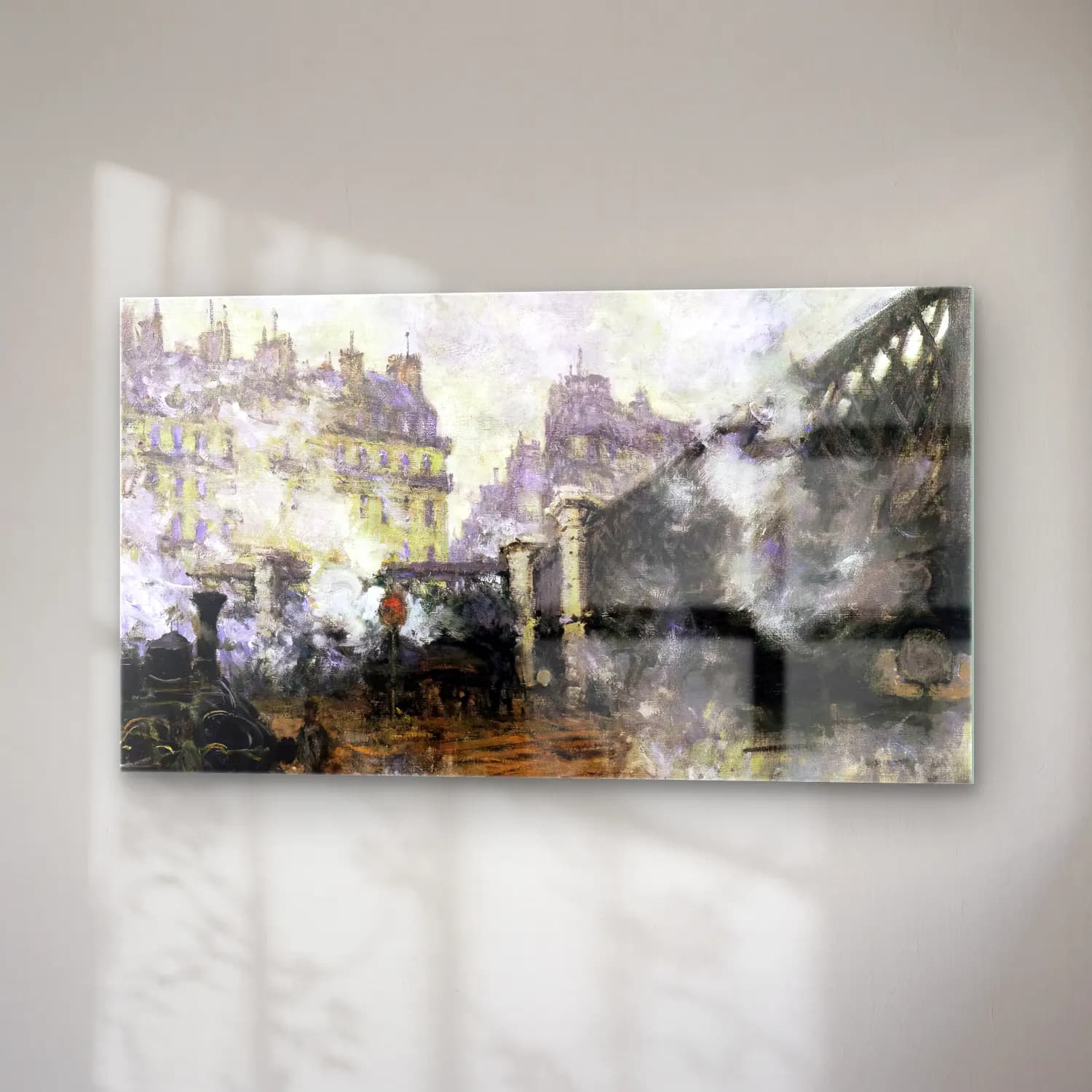 Claude Monet – Pont de l Europe, Gare Saint-Lazare cam tablo — sağ açıdan görünüm