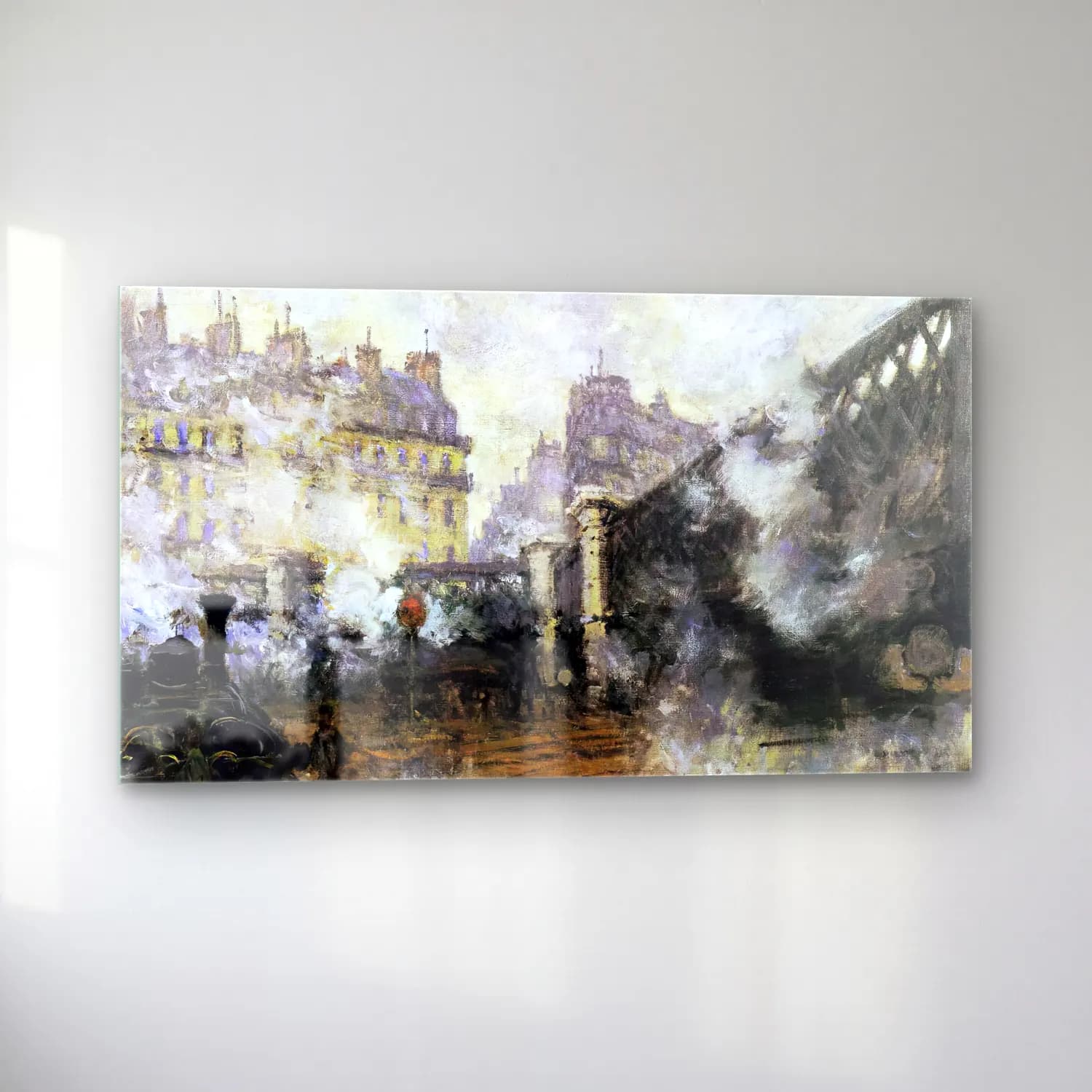 Claude Monet – Pont de l Europe, Gare Saint-Lazare cam tablo — sol açıdan görünüm